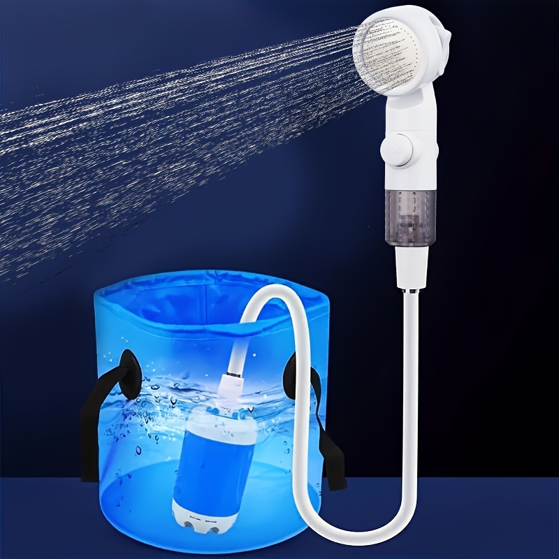 1portable watering system camping shower outdoor shower upgrade rechargeable electric shower pump suitable for hiking and climbing bathing car and motorcycle cleaning beach camping bathing crop watering pet bathing holiday gardening watering details 0
