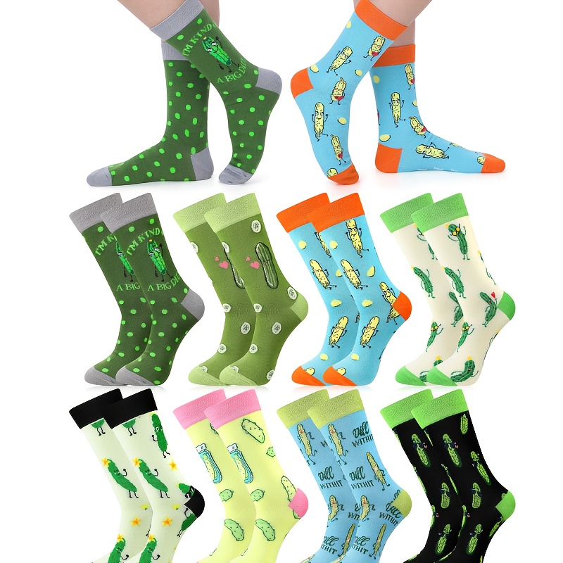 

8 Pairs Funny Pickle Socks Novelty Socks Socks Gifts For Women Men (mid Calf)