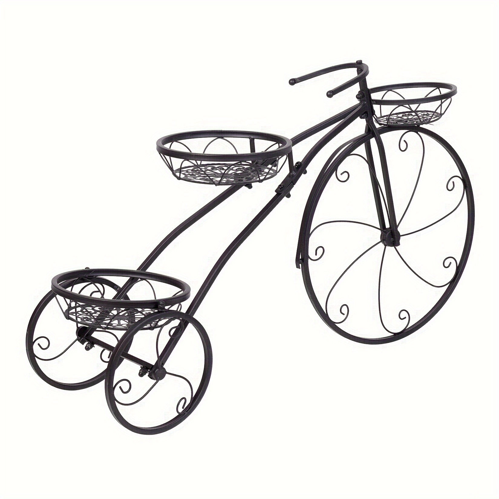 TEMU Support à plantes de jardin de vélo à 3 niveaux, présentoir en pot de fleurs en fer, support pour patio intérieur et extérieur