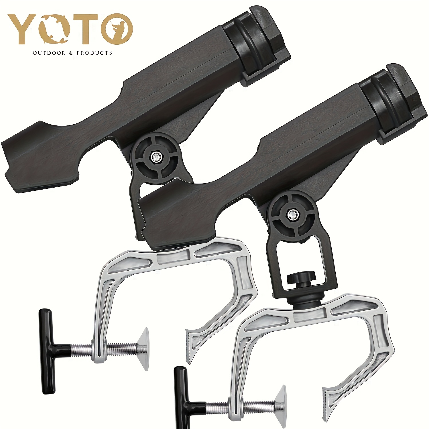 

Yoto Adjustable Fishing Rod Holder - 360° Rotatable, Large Clamp Opening, Aluminum Alloy, Ideal For Boat & Hunting