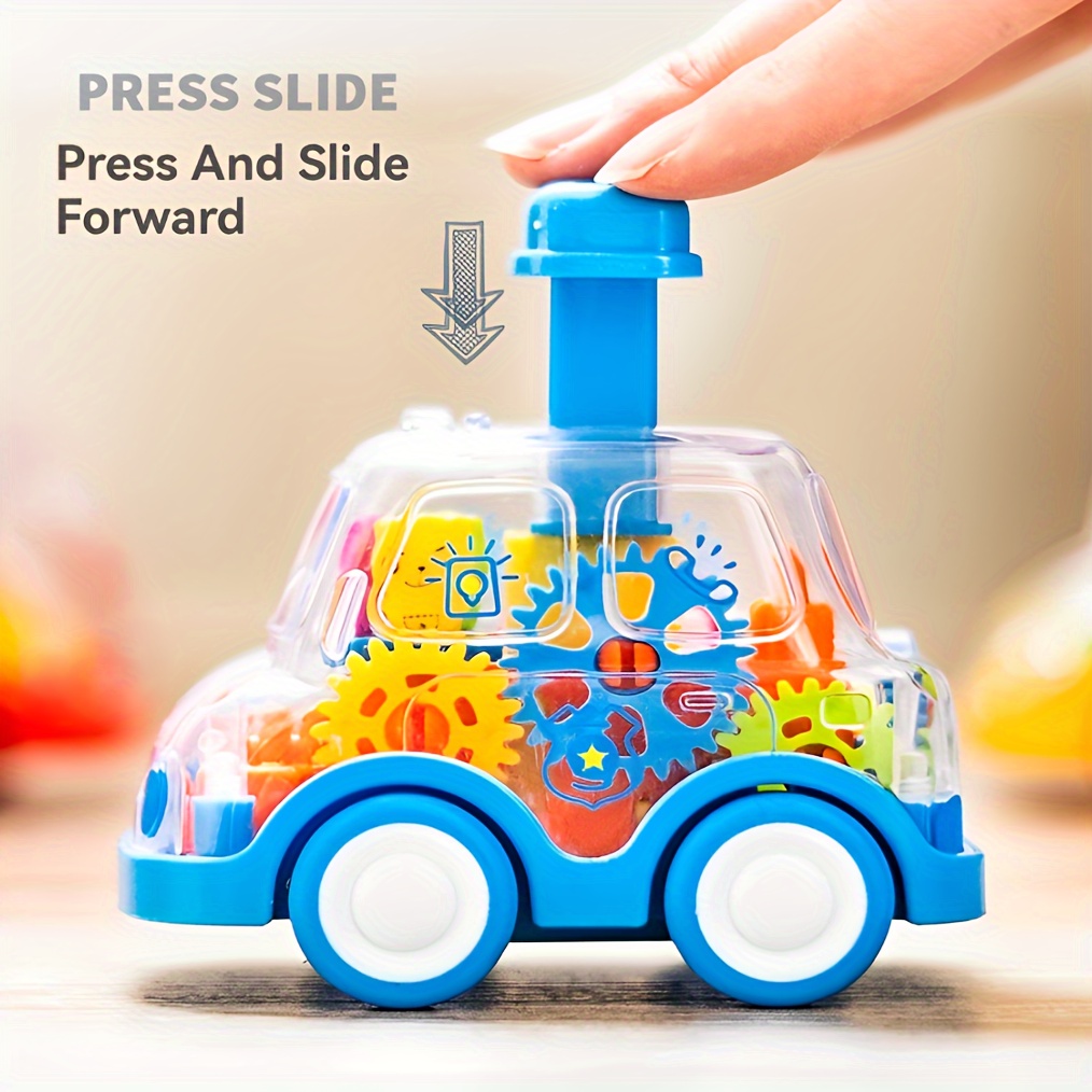 set interactive   push toy vehicles transparent gear   cartoon friction cars   non electric with random gear colors red blue plastic for thanksgiving christmas birthdays details 9