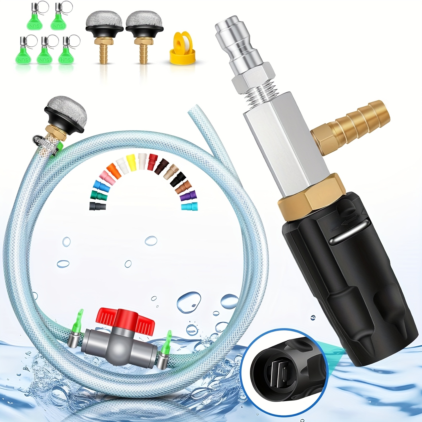 TEMU High Pressure Washer Nozzle Kit, Portable Car Washing Tool With Adjustable Long, Range Spray 4-4.5 Gpm, 40-foot Spray Distance, 1/4-inch