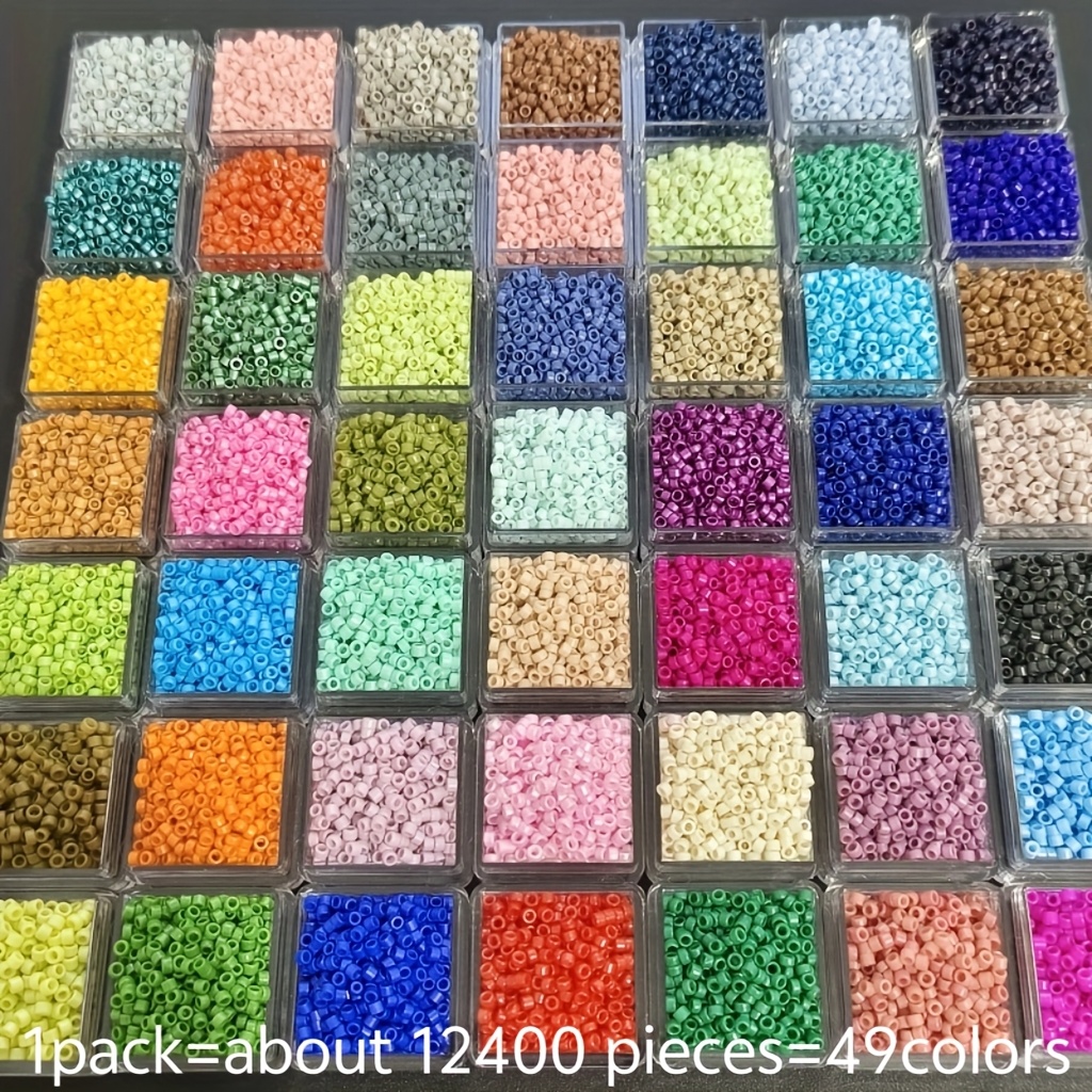 Image of 12400pcs 49-color Glass Bead Set, Individually Packaged, 2.5mm Diameter, Suitable For Jewelry, S, Necklaces, Earrings And Handmade Bead Crafts, Jewelry Making Supplies