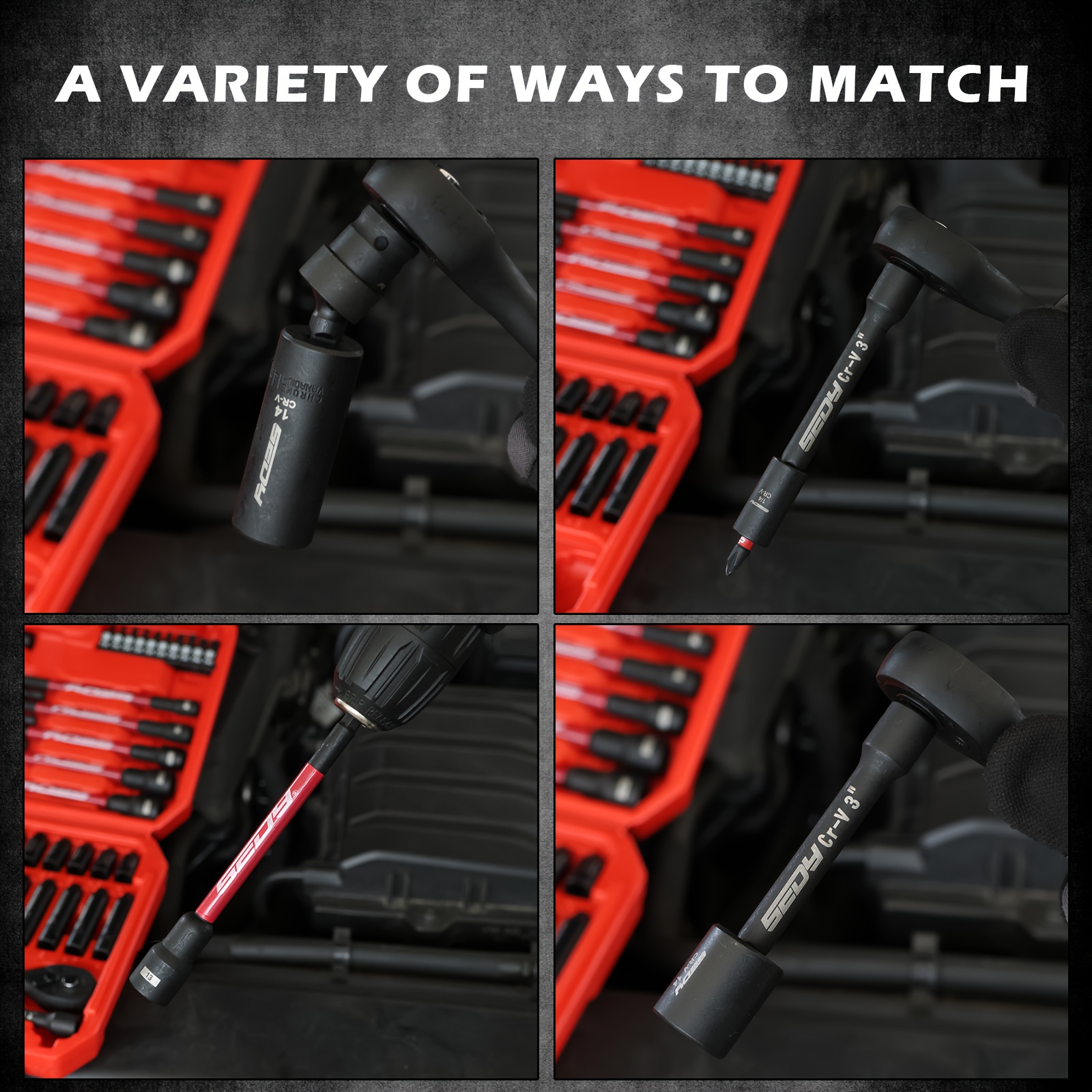 conjunto de 63 peças de soquetes métricos 1/4 e chave de porca, conjunto de soquetes   e profundos (4-15mm), chaves magnéticas de 1/    hexagonal de 6, barra de extensão, chave   de liberação rápida,   Detalhes do produto 5