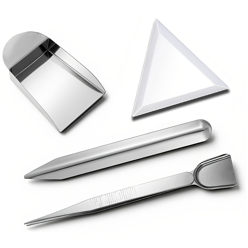 TEMU Ensemble de 4 cuillères ramasse-perles, kit de cuillères ramasse-perles et perles pour bijoux à , pince à épiler en acier inoxydable avec