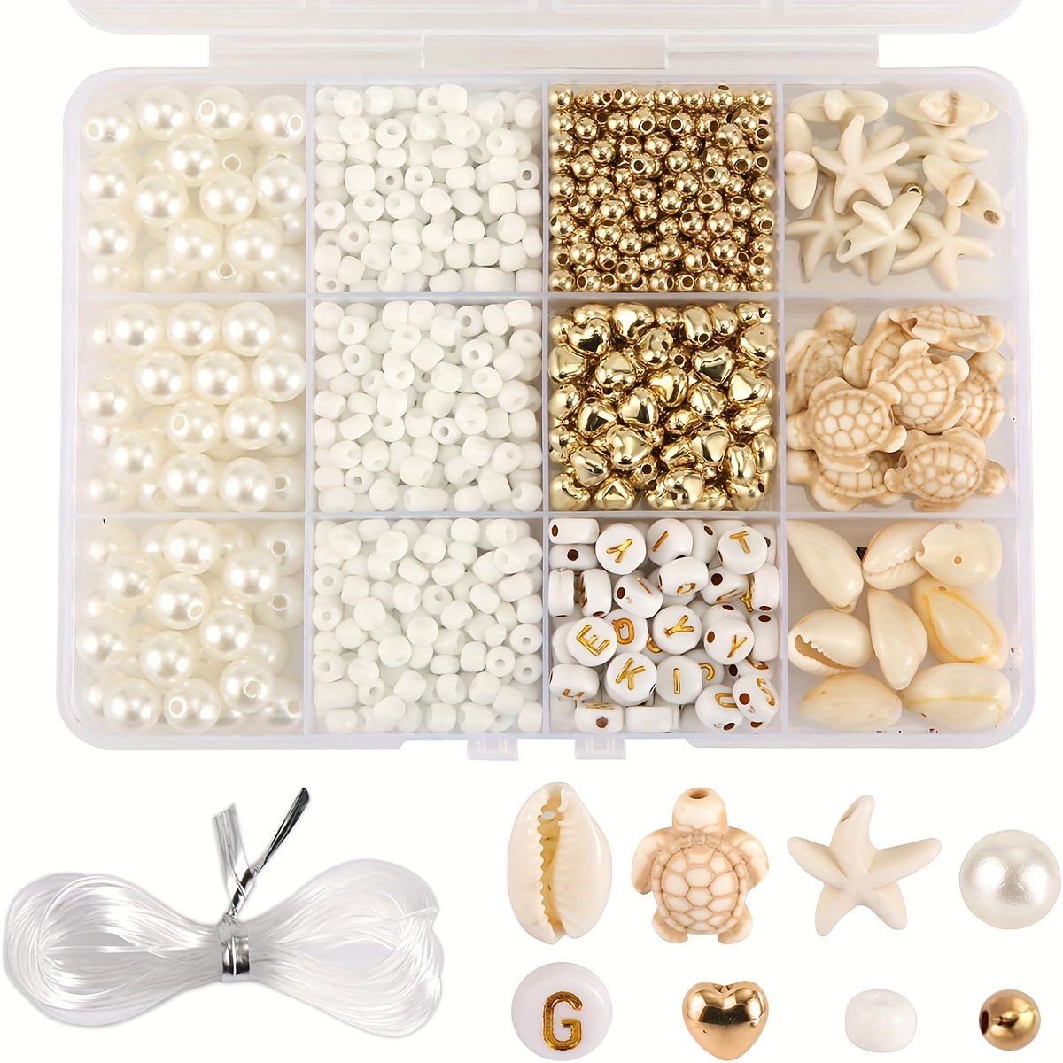 Ocean-themed Bracelet Making Kit, Featuring Artificial Acrylic Shells, Turtle Charms, Letters, And . This Jewelry Making Kit Is Suitable For Bracelets, Jewelry, Keychain Pendants, And More