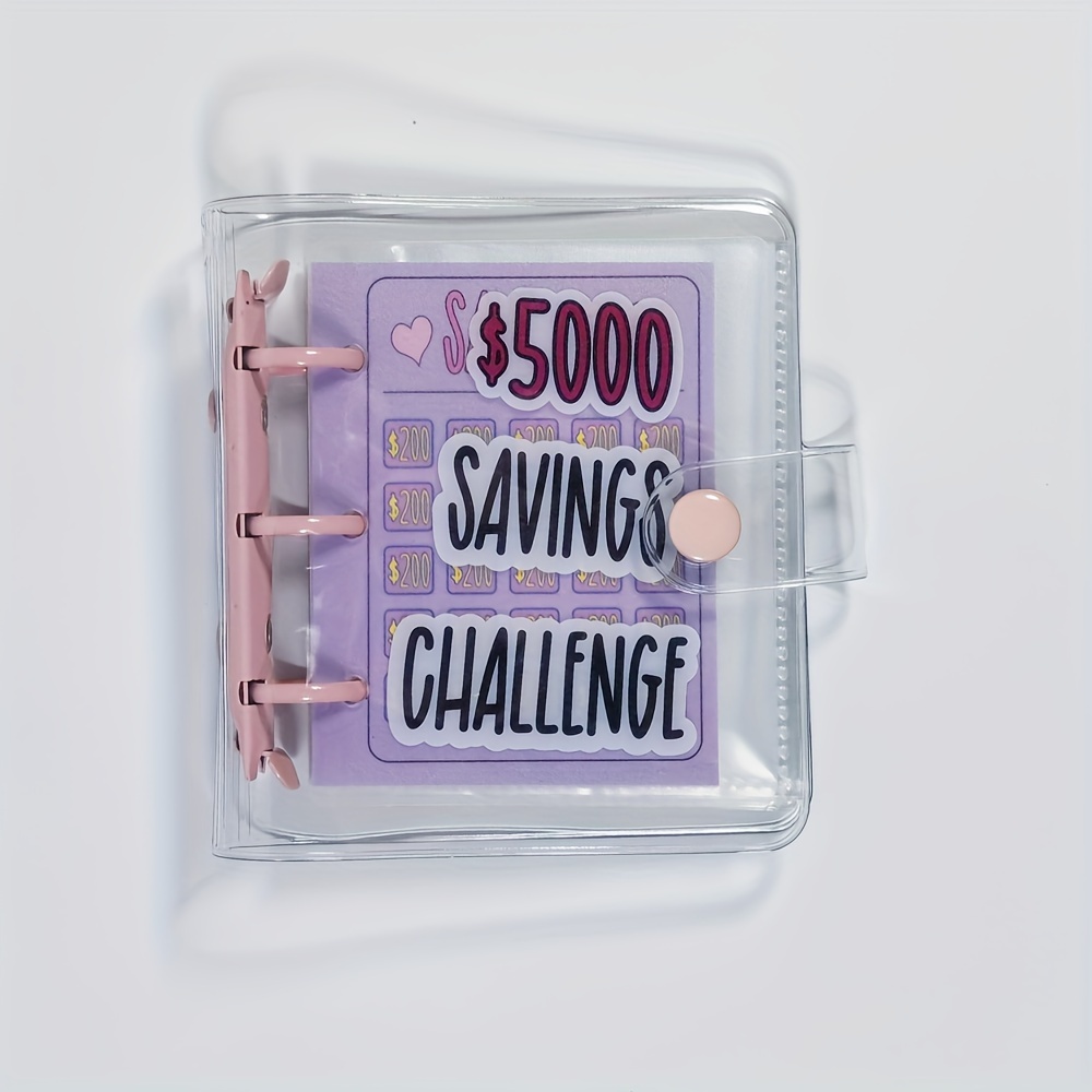 TEMU Portable $5000/2100 Savings Binder - Reusable Organizer For , Perforated , English Text, Supplies