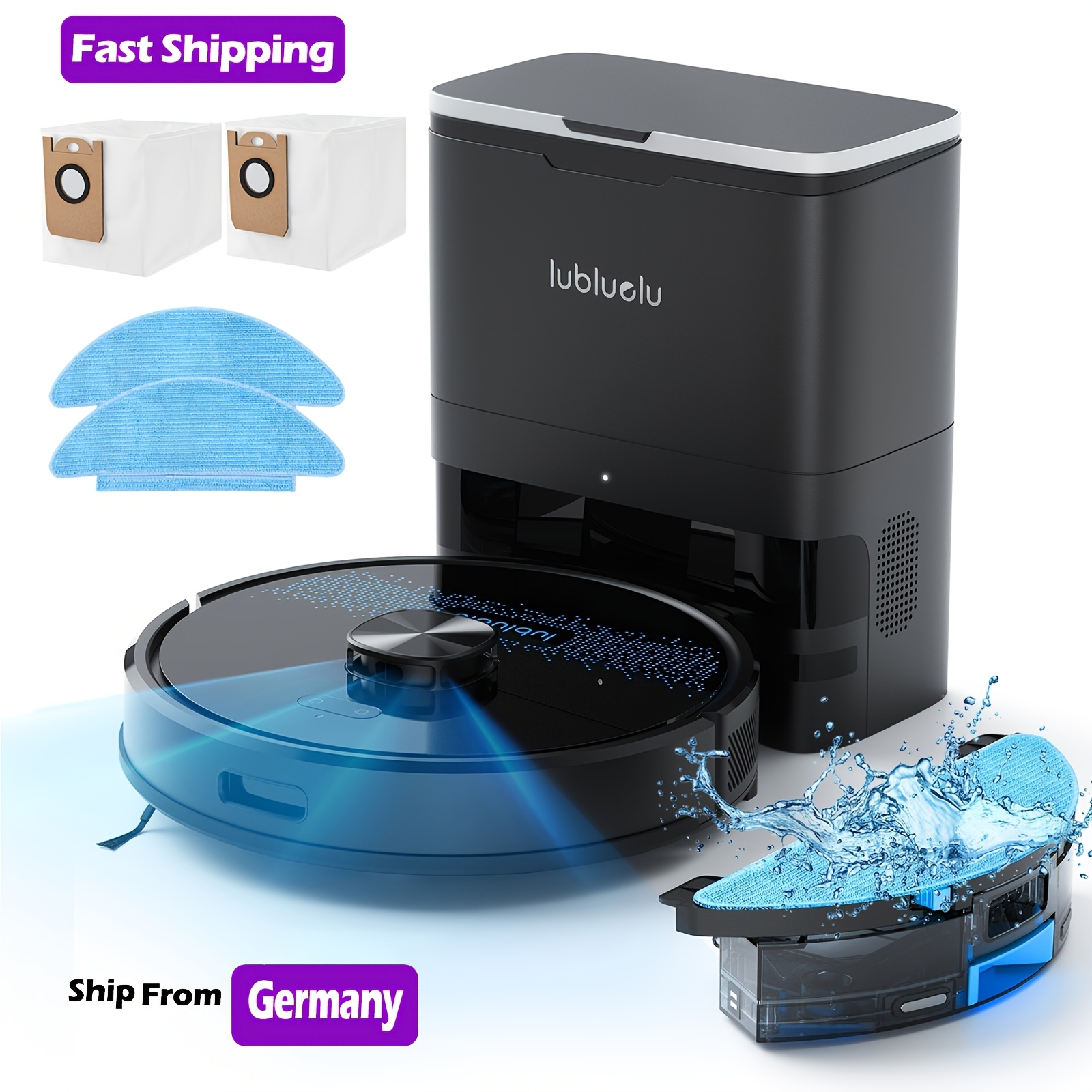 Lubluelu Sl60max+ Robot Vacuum Self Emptying, Up To 60 Days, 6500pa Robot Vacuum And Mop Combo Wifi/app/alexa Self-charging 3in 1 Robotic Vacuum For Pet Hair Hard Floor Carpet