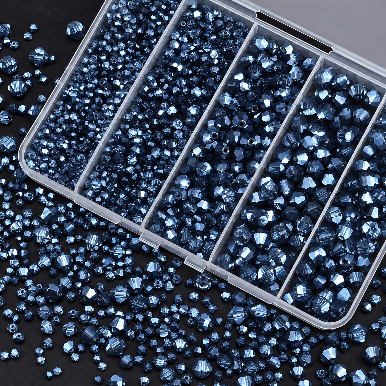 TEMU Set van 1550 stuks biconische glaskralen 3/4/6/8mm voor het maken van sieraden, schitterende gefacetteerde kralen gesorteerd op maat voor