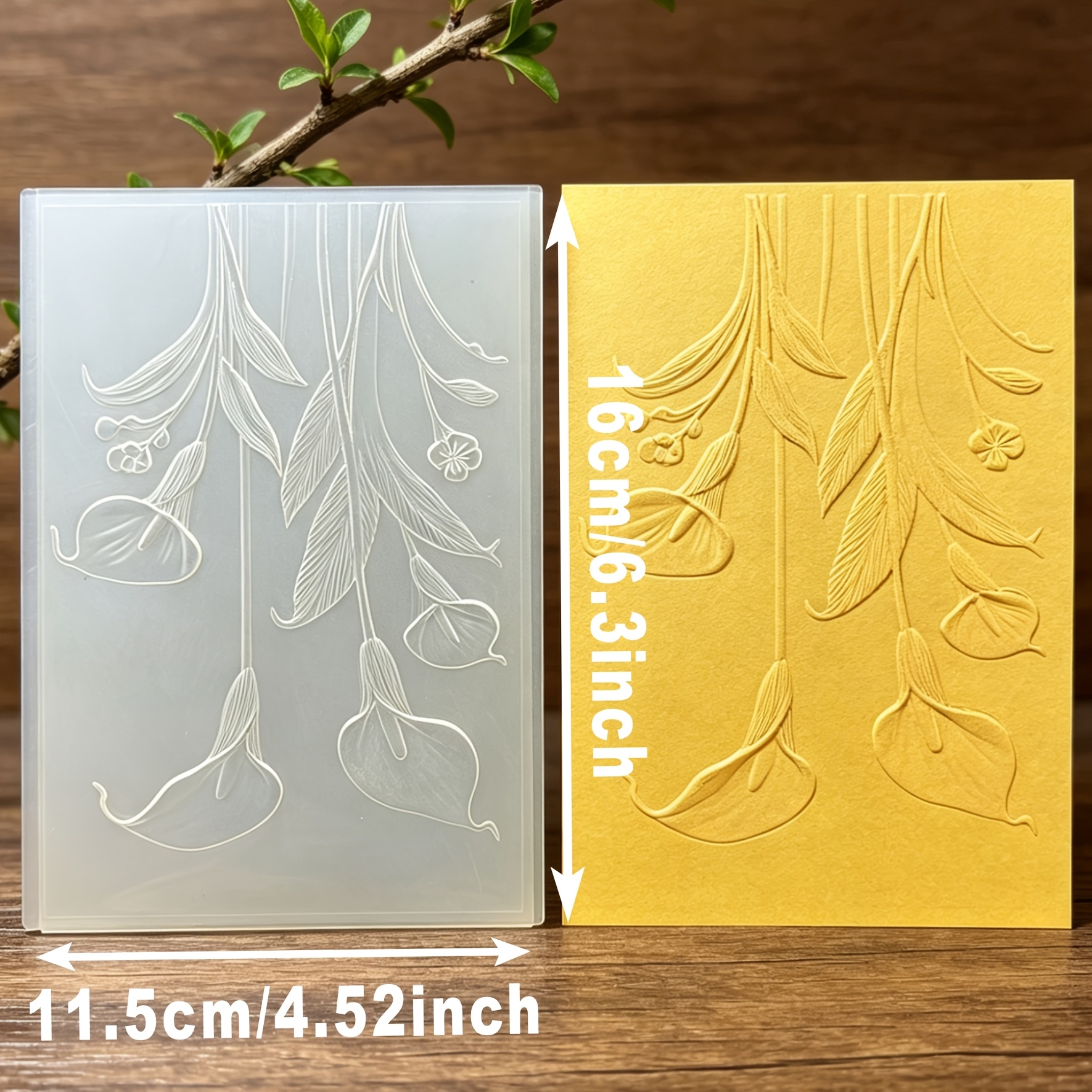 TEMU Transparente geprägte Kunststoff-Ordner mit kaskadenförmigem Lilienranken-Design, geprägte Schneidformen
