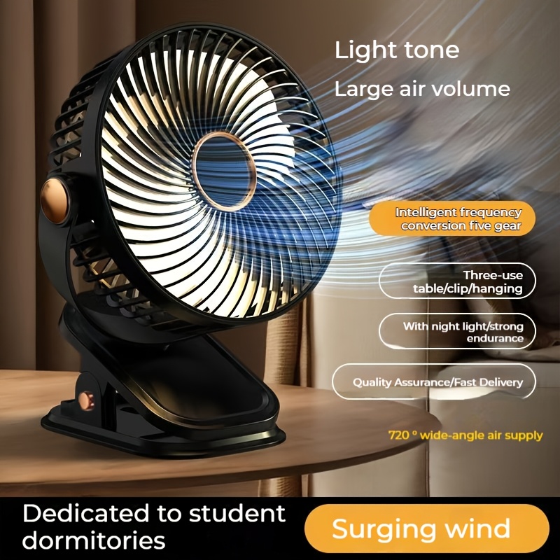 2025 new   portable clip fan usb rechargeable desk fan quiet camping fan 5 speed usb fan powerful airflow sturdy clamp   in   suitable for golf carts office desks outdoor travel tents gym treadmills