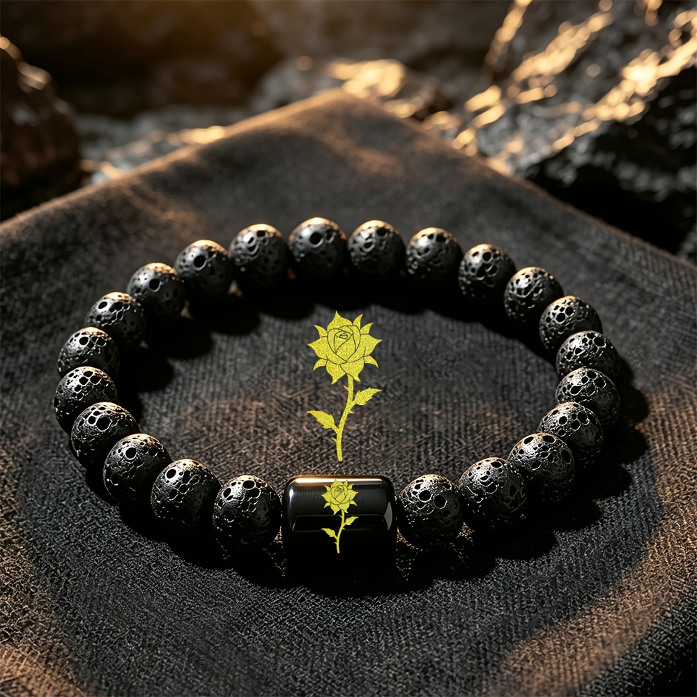 Bohemian Rose & Thorn Natural Stone Beaded Bracelet