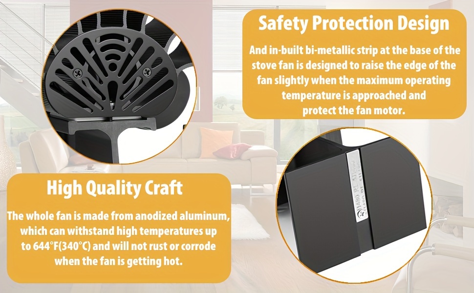 5 blade heat powered wood stove fan portable no electricity needed ideal for heating cooling perfect winter gift details 4