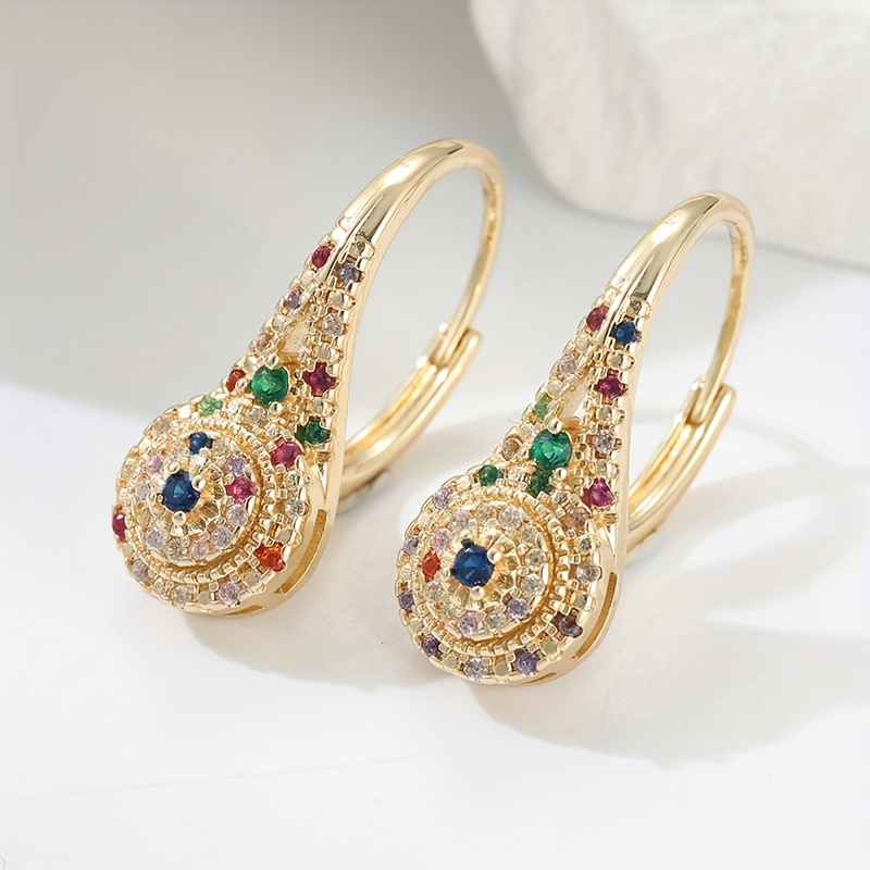 TEMU Elegant And Luxurious Synthetic Zirconia Earrings, Fashionable And Exquisite Banquet Jewelry, For Women