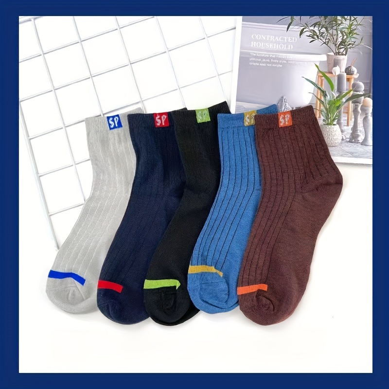 5 Pairs/10 Pairs Pack SP Mid-Tube Business Men'S Socks, Not Easy to Smelly Feet, Mixed Color Mid-Tube Men'S Socks, Breathable And Sweat-Absorbent, Sweat-Resistant
