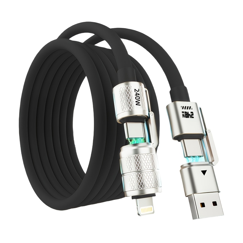 This Is a Versatile 4-In-1 USB C Lightning Data Cable That Can Deliver Up to 240W of Charging Power. It Is Compatible with for Iphone 16/15, Macbook, And Ipad, And Supports Lightning, Type C, And USB A Interfaces 7 This Is a Versatile 4-In-1 USB C Lightning Data Cable That Can Deliver Up to 240W of Charging Power. It Is Compatible with for Iphone 16/15, Macbook, And Ipad, And Supports Lightning, Type C, And USB A Interfaces - Image 7