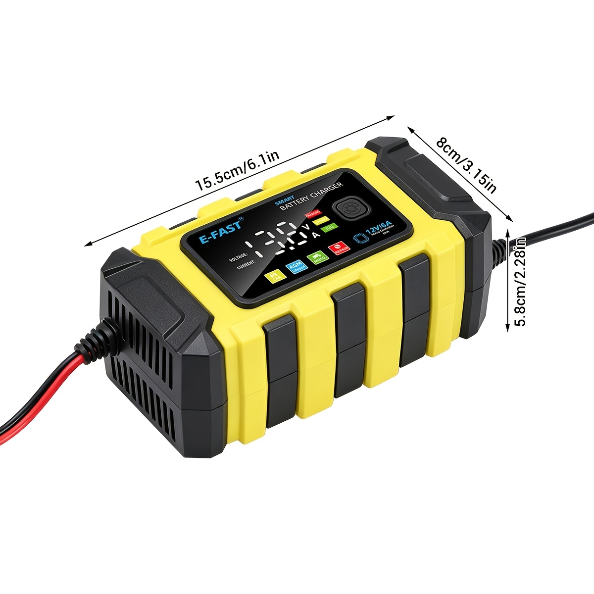 12V 6A Smart Car Battery Charger with LCD Display