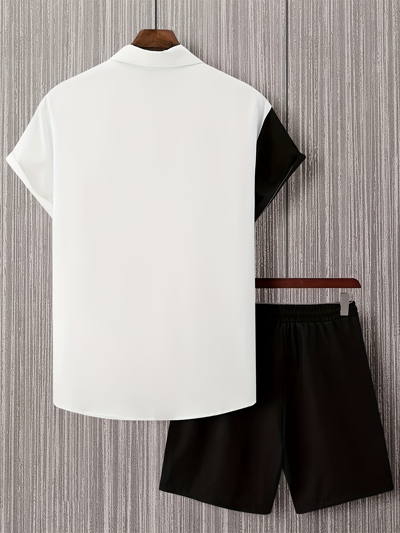 Outfit Camisa Blanca Y Short Negro Hombre Conjunto Camisa Manga