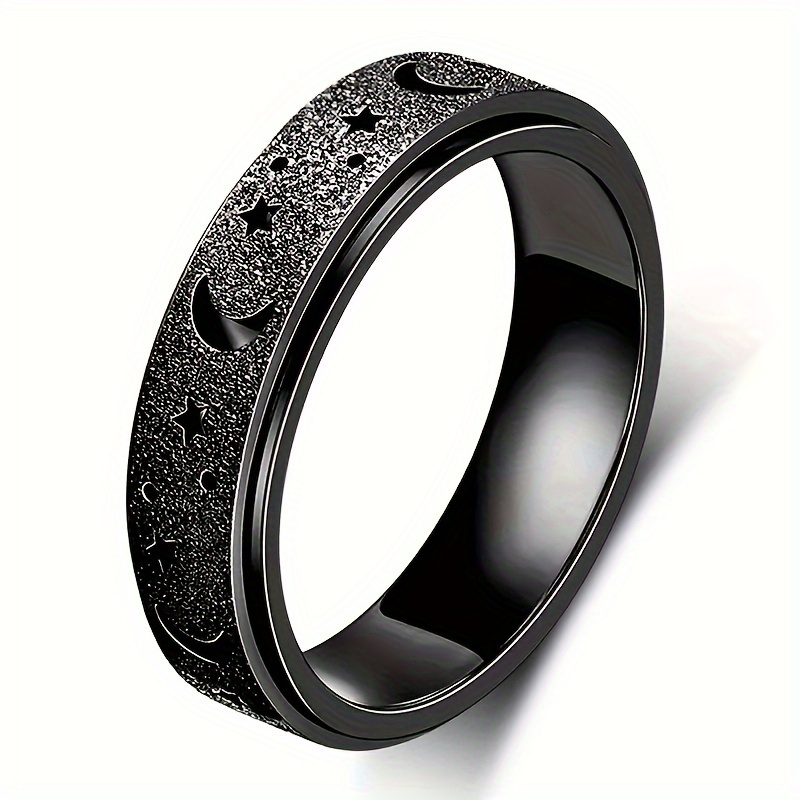 5pcs set of   304l 304l stainless steel rotatable rings, fashionable moon and  , multiple colors   for everyday outfits Product details 3