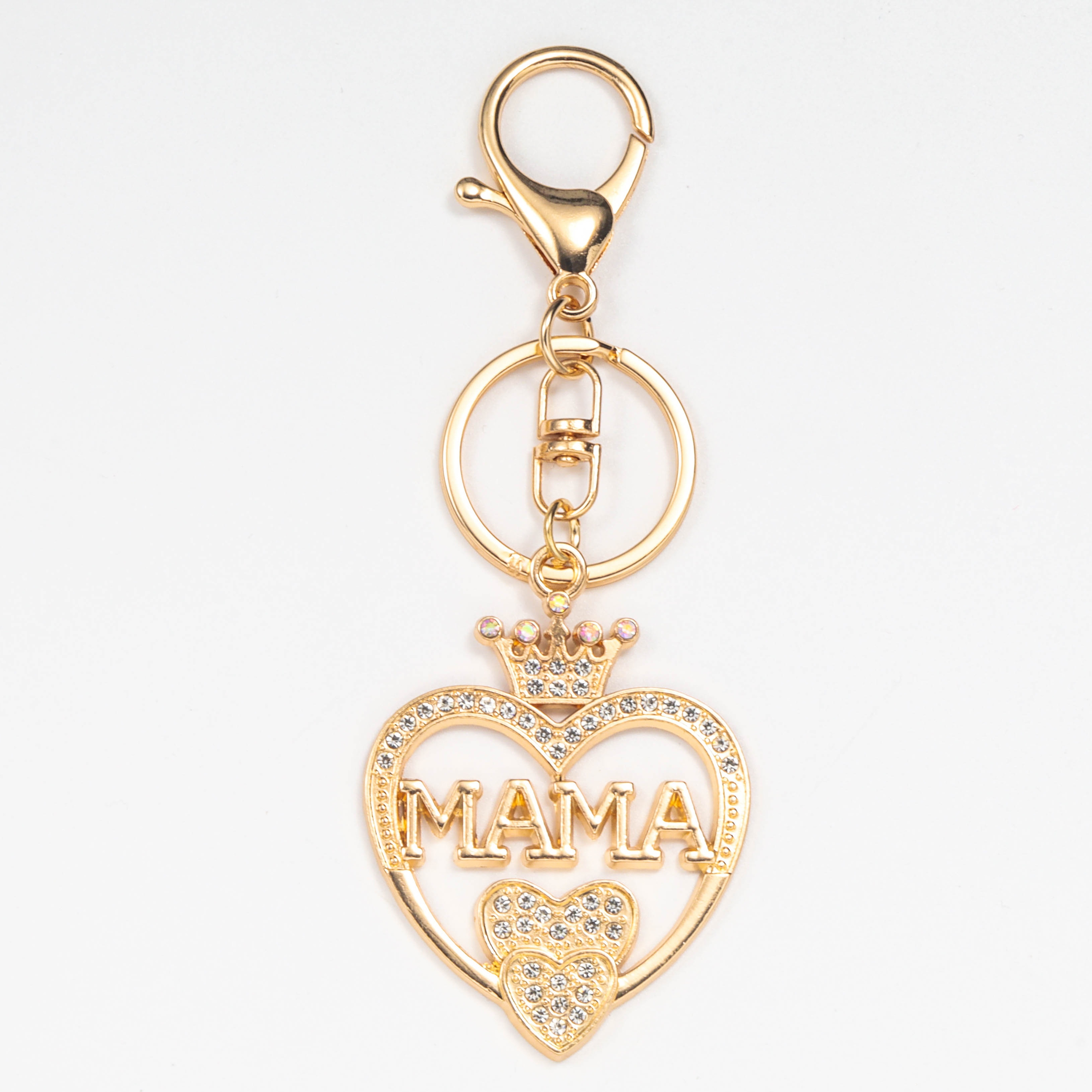 

Alloy Rhinestone-studded Heart & Crown "mama" Keychain, Elegant Mother's Day Gift, Versatile Bag Charm Accessory, Perfect Holiday Present For Mom
