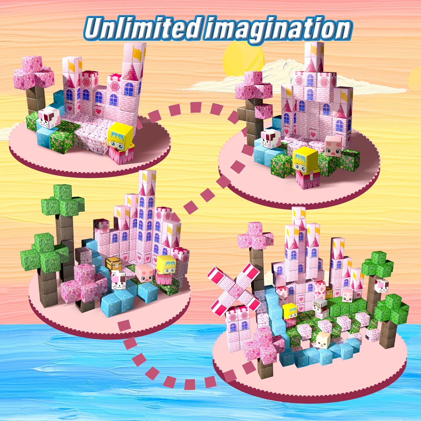 Magnetic Building Blocks Set, 200/100/64/48pcs for Creative Play