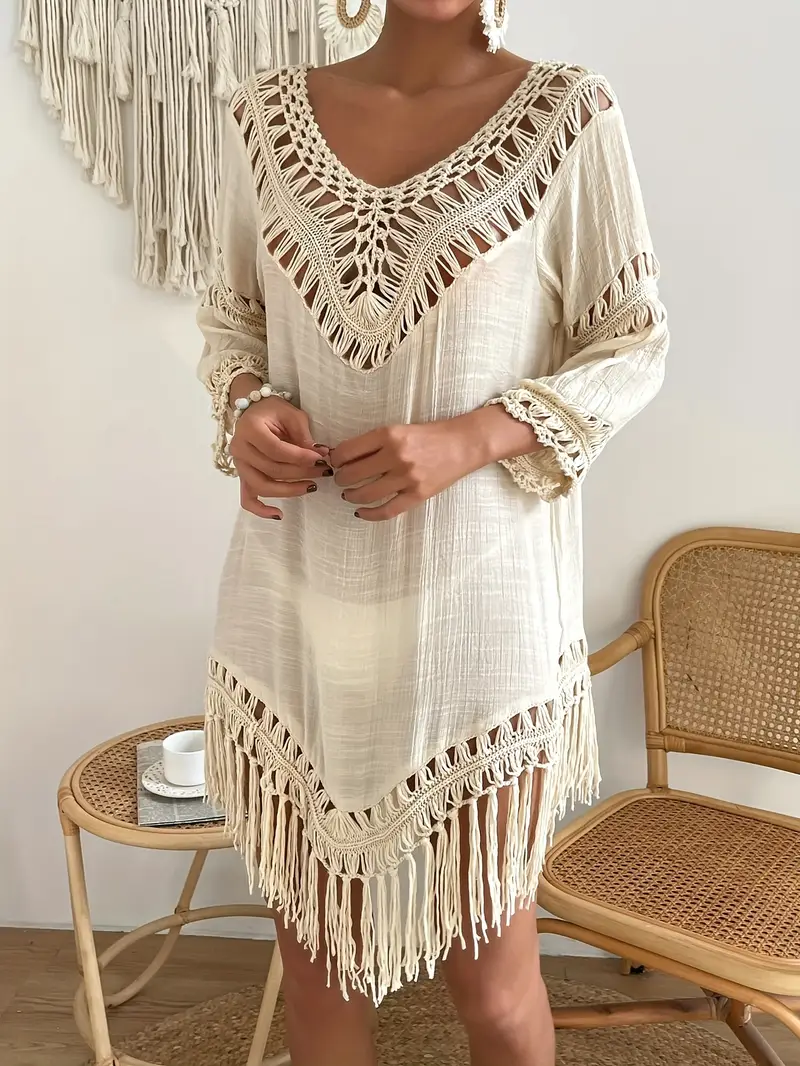 loose crochet dress WHITE LOOSE CROCHET DRESS ONE SIZE 1/1 BAD