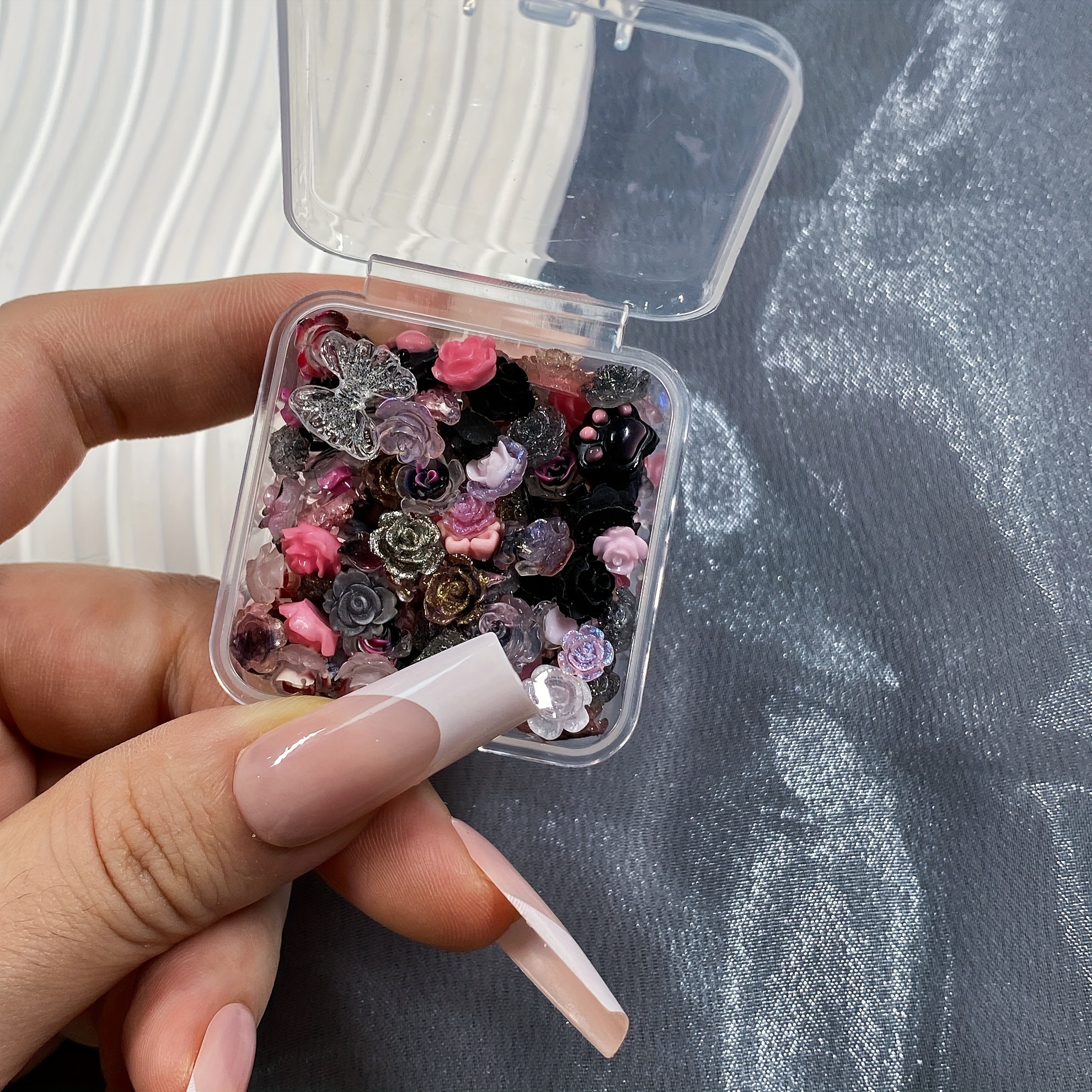 Image of 35/100pcs Rose Camellia Mixed Pack Design Resin Charms For Resin Charms - Perfect For Phone Cases, Scrapbooking And Jewelry Making And Nail Art Decoration!