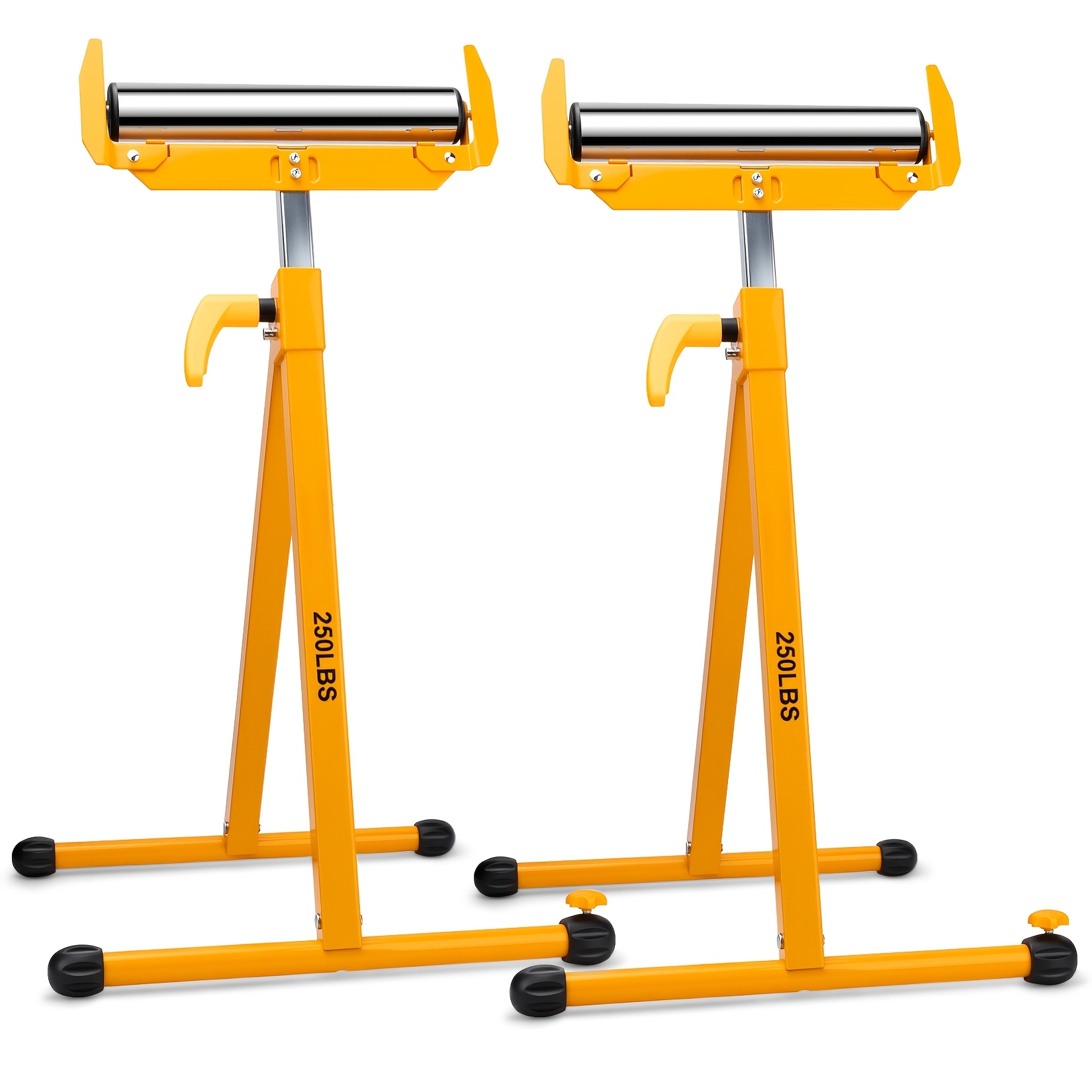 TEMU 2-pack Wpm Heavy-duty Folding Roller Stand With Upgraded Head - Adjustable Height Table Saw Outfeed Suitable For Woodworking,, Office & Diy -
