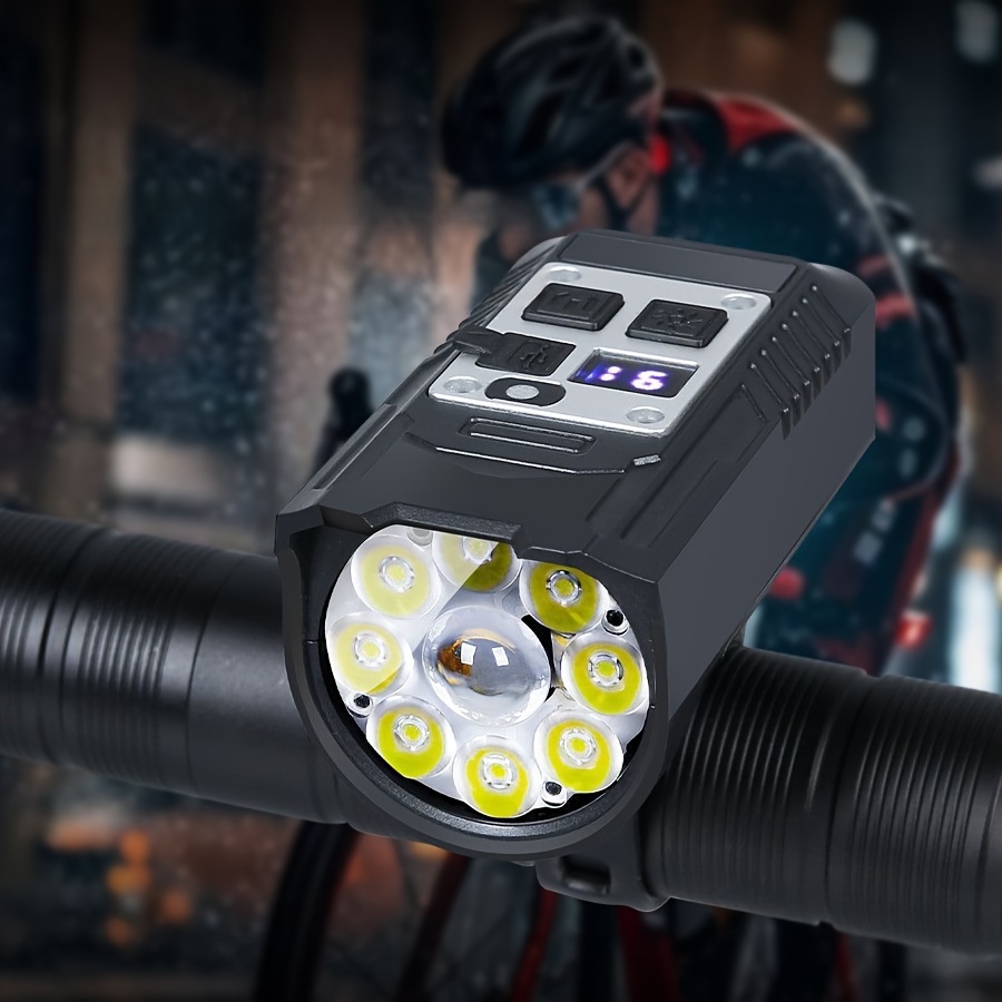 Rechargeable Bicycle Night Light - 1000 Lumens High Brightness, 10 LEDs, ABS Housing, USB Powered, Ideal for Mountain Biking and Night Riding, Bike Lights for Night Riding, Sleek Cylindrical Design, Durable Plastic Body