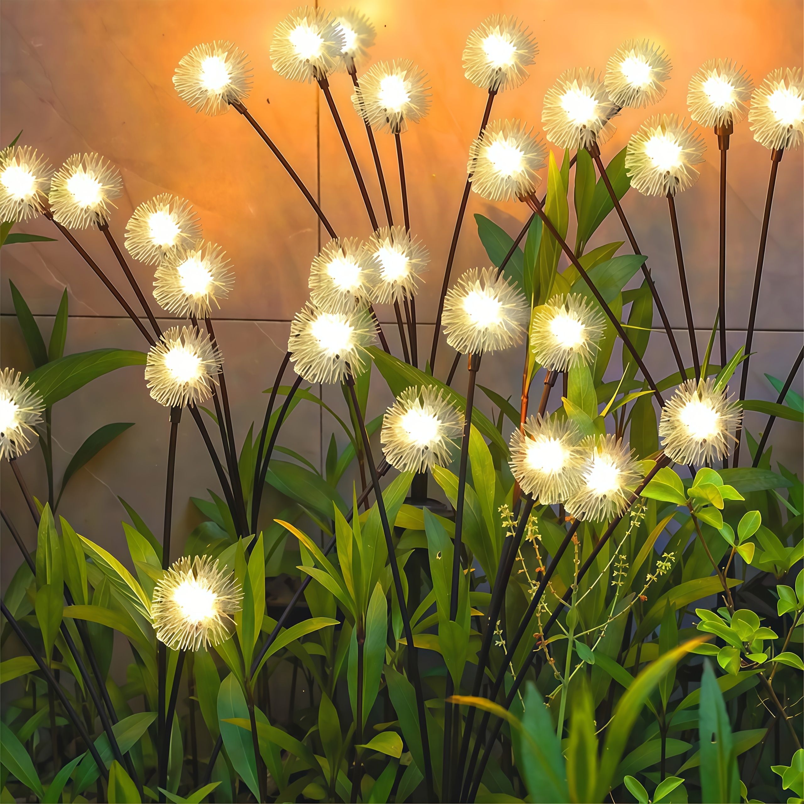   solar dandelion garden lights   warm white led semi flush mount nickel battery solar powered outdoor landscape lighting for courtyard park and holiday decor landscape lighting warm white led solar powered light lights for decoratio Product details 4