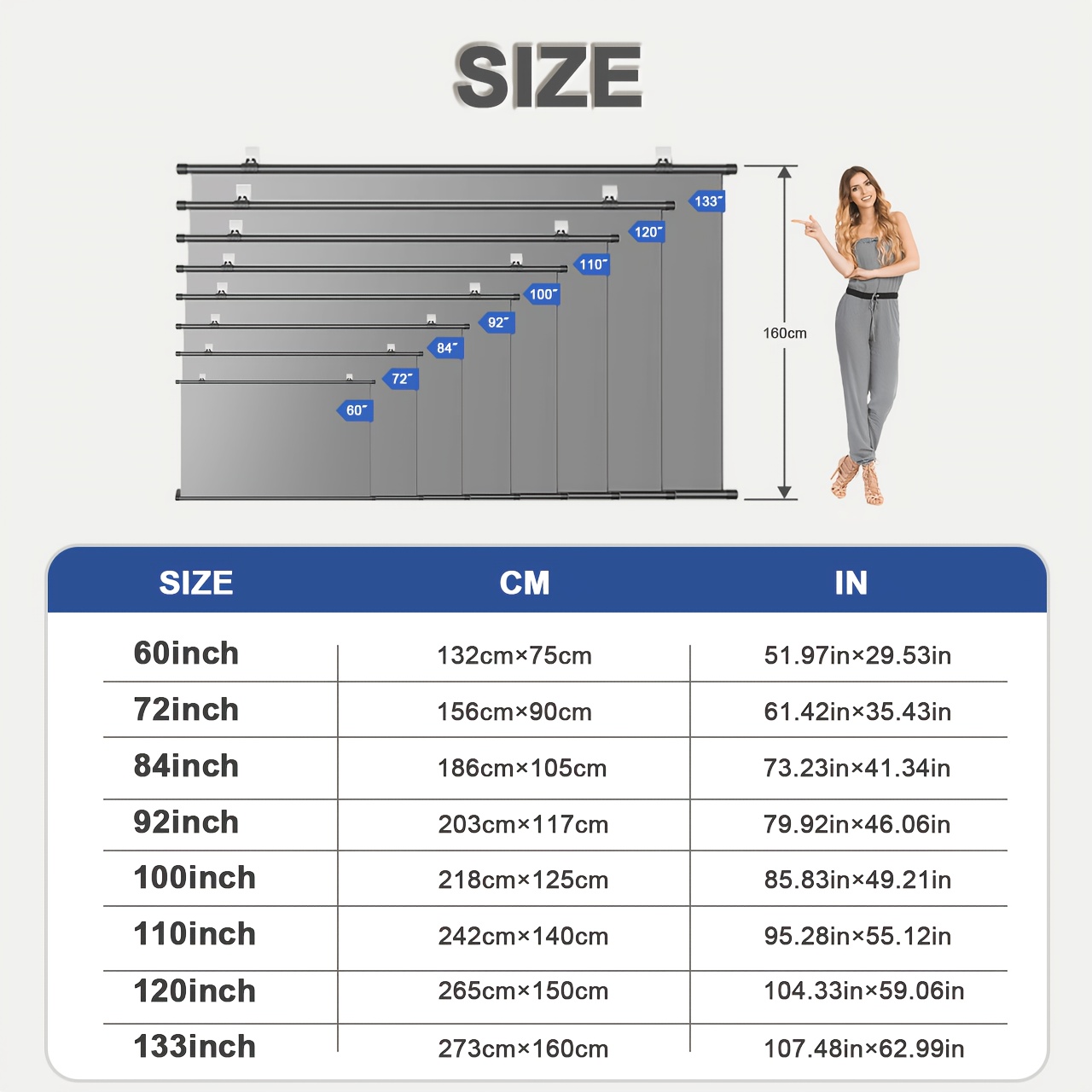 Wall-Mounted Gray Projector Screen, 16:9 4K HD Projection