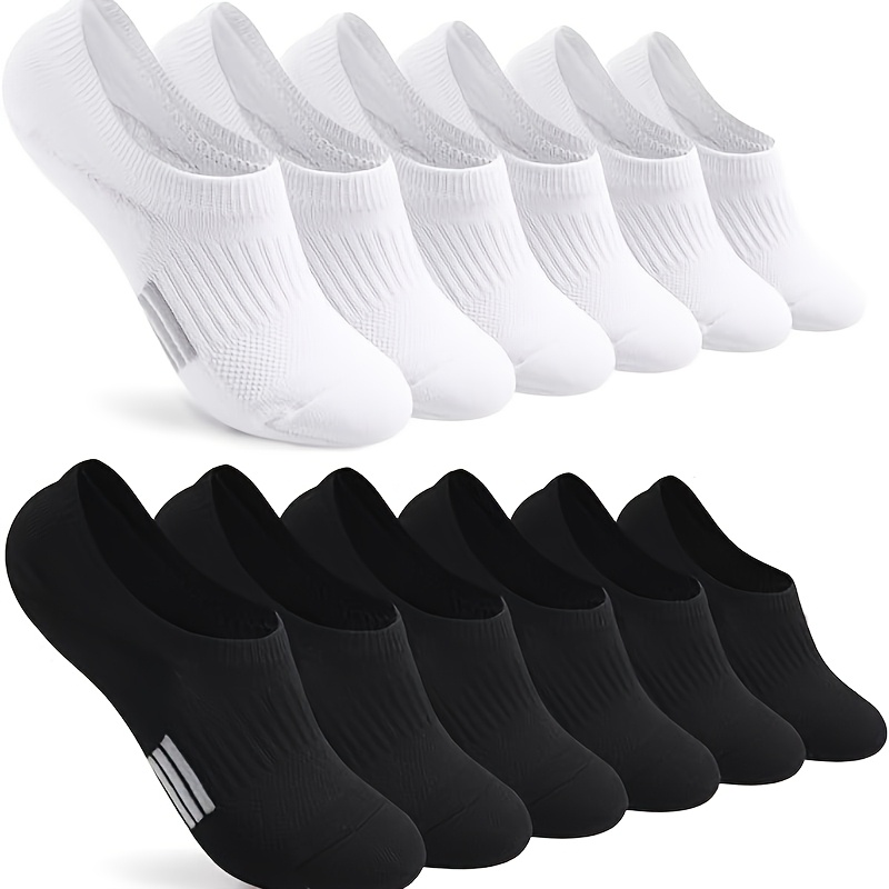 TEMU Pack de 6 de calcetines tobilleros deportivos invisibles para mujer, tejido mezclado, colores lisos y , material lavable a máquina, comodidad