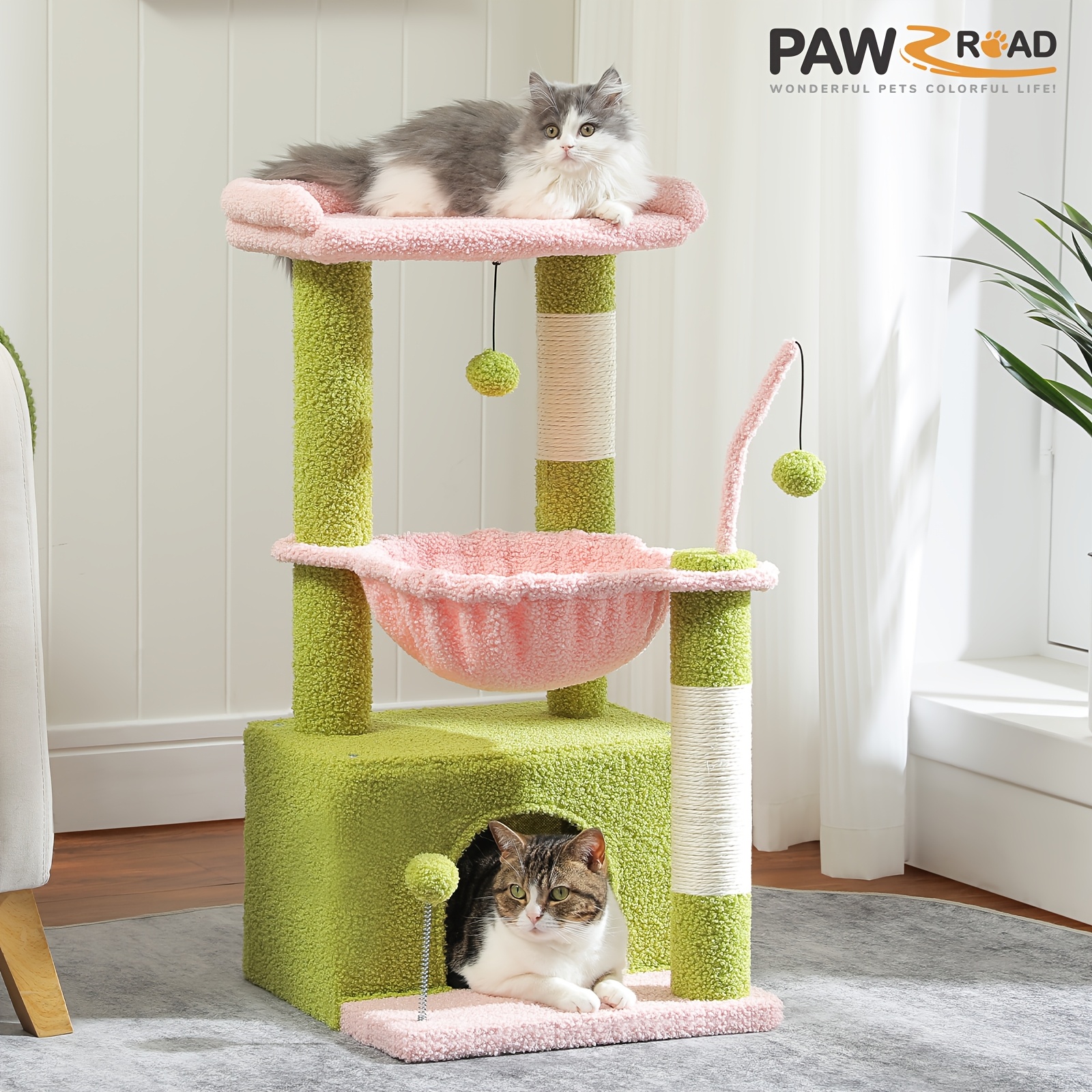 31.5 Inch Multi-Level Cat Tower – 4-in-1 Indoor Cat Tree with Large Condo, Scratching Post, Deep Hammock & Cozy Top Perch — Zaynora Luxury Marketplace