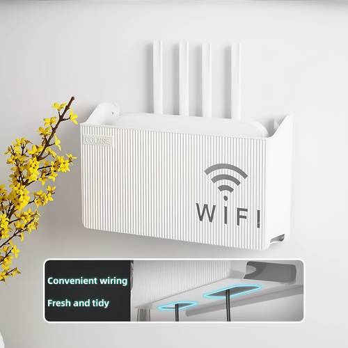 wireless router storage shelf wall mountable plastic organizer box for home decor room office use multi functional wifi router holder tool rack utility racks