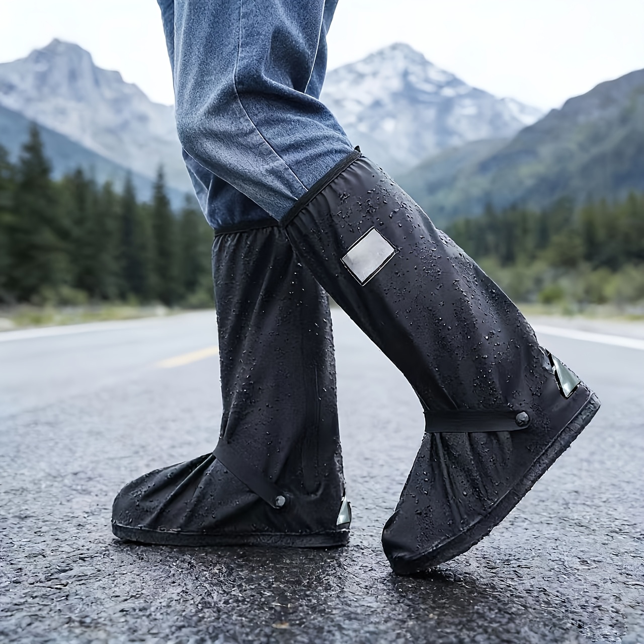 botas de lluvia impermeables para  , adecuadas   para hombres como para mujeres, con un diseño de caña    , antideslizante y   para ciclismo y senderismo   en   lluvioso 0