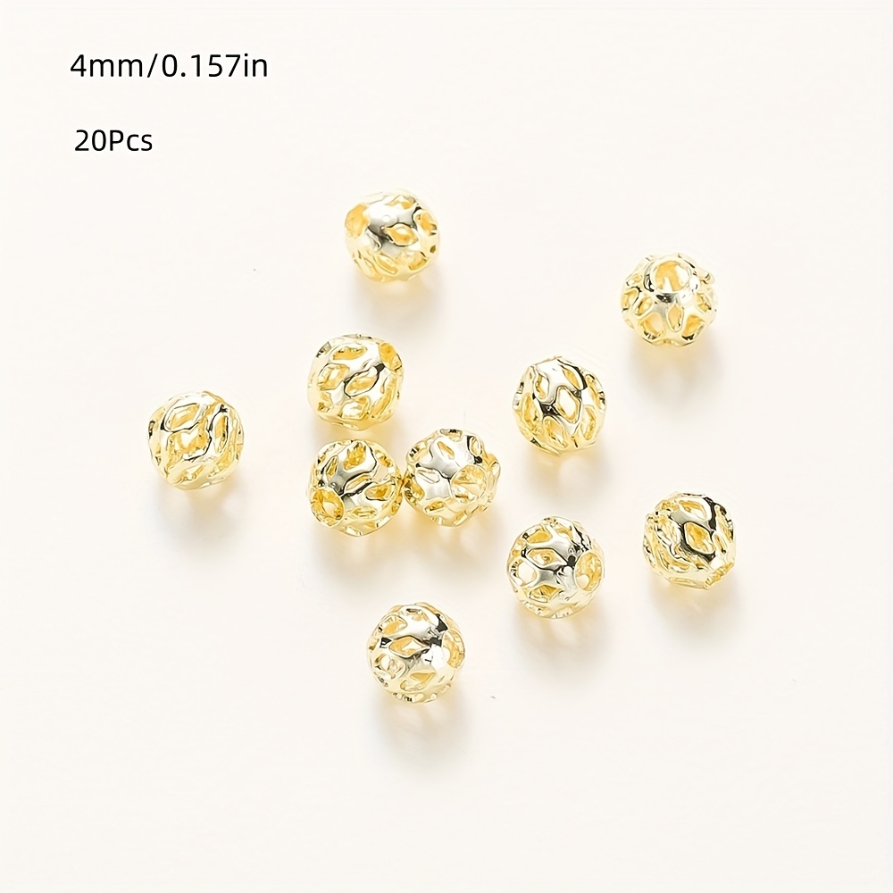 TEMU 20 stuks 4-6mm 14K/18K Goud Vergulde Messing Metalen Holle Spacer Kralen voor DIY Armband Ketting Sieraden Maken Benodigdheden