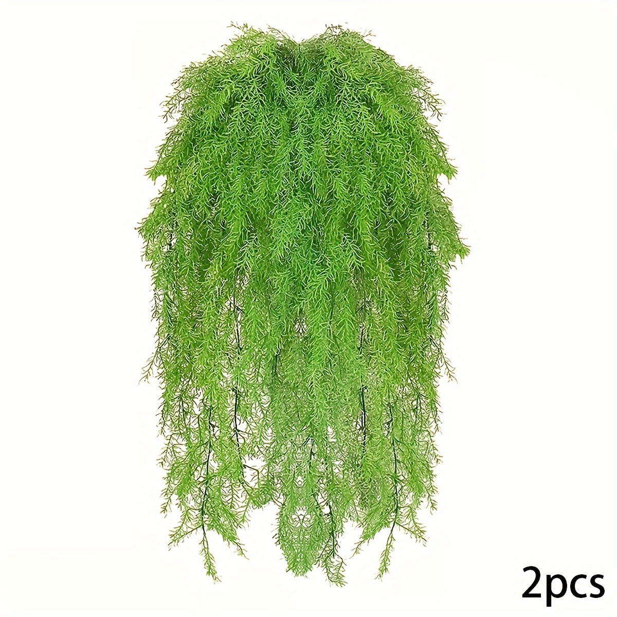 

2 Pcs Faux Fern Greenery , Artificial Hanging Ivy Pine Needle Plants - Plastic Outdoor Decor For Easter, Hanukkah, Thanksgiving, New Year - Universal Hanging Plant Decoration Without Electricity