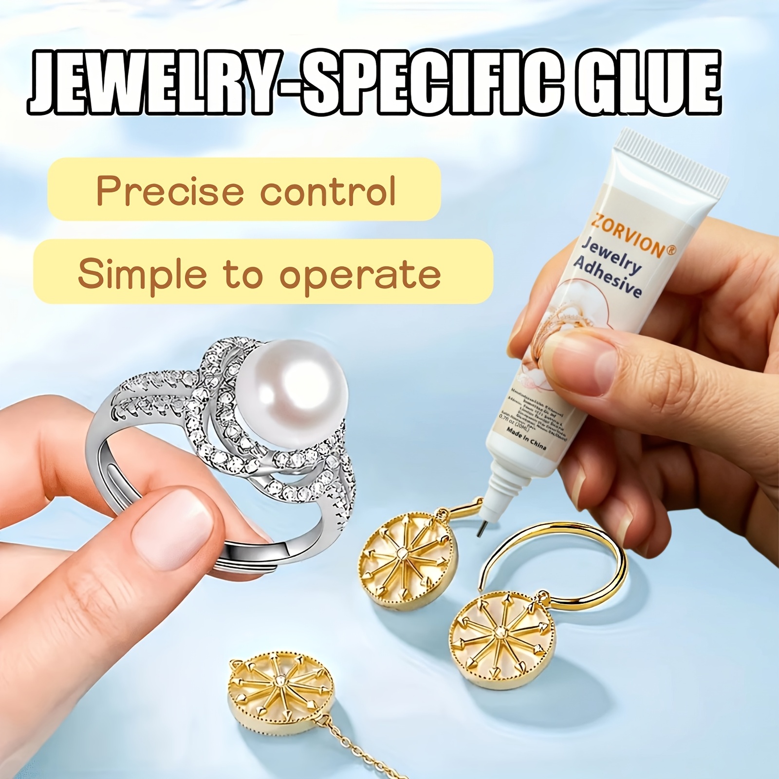 Jewelry Adhesive for Bonding Pearls, Rhinestones, and Gemstones