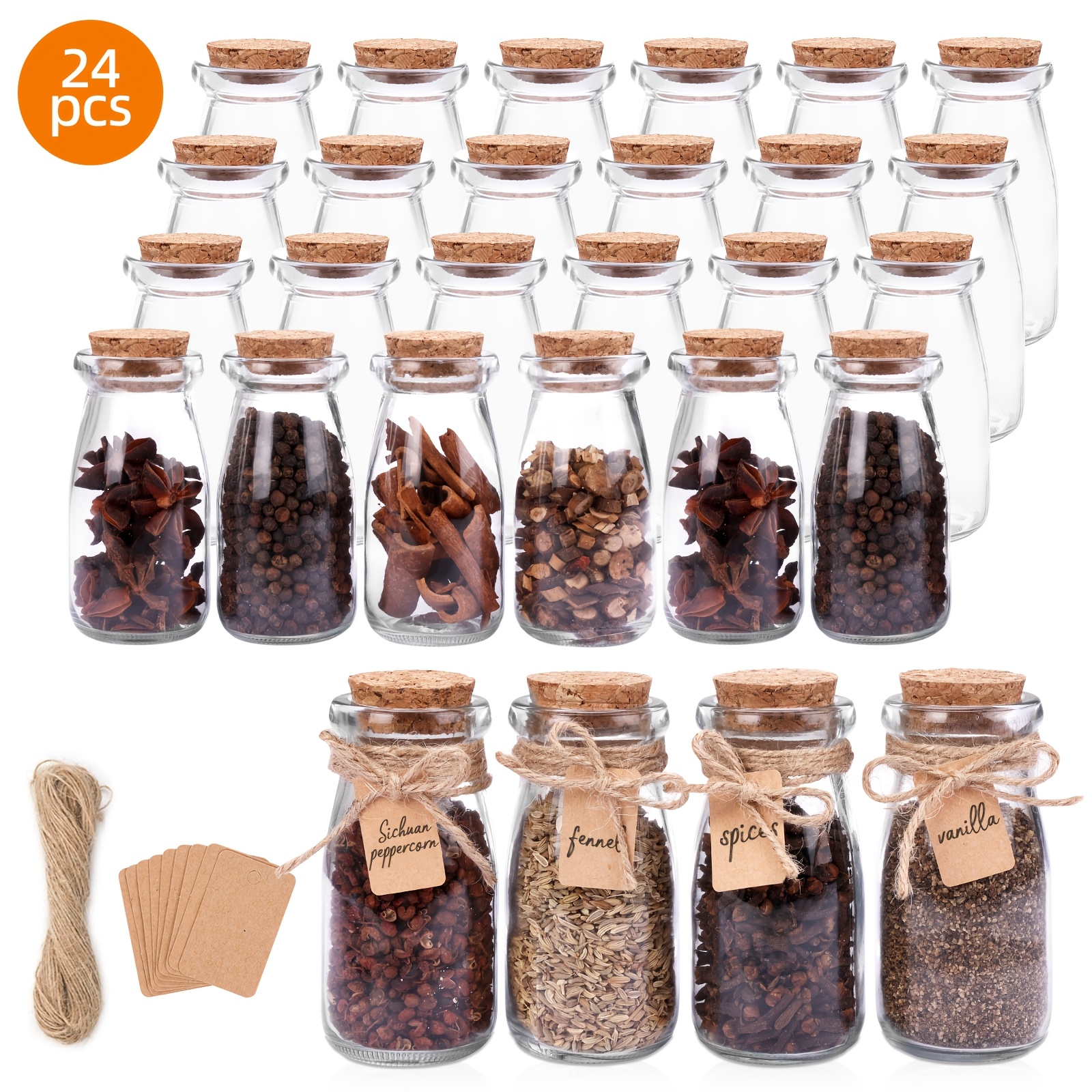 TEMU Tomnk Pack Glass Spice Jars With Labels, 3.4 Oz Glass Jars With Lids, Spice Bottles With 100 Labels, Seasoning Organizer, For Spice Drawer