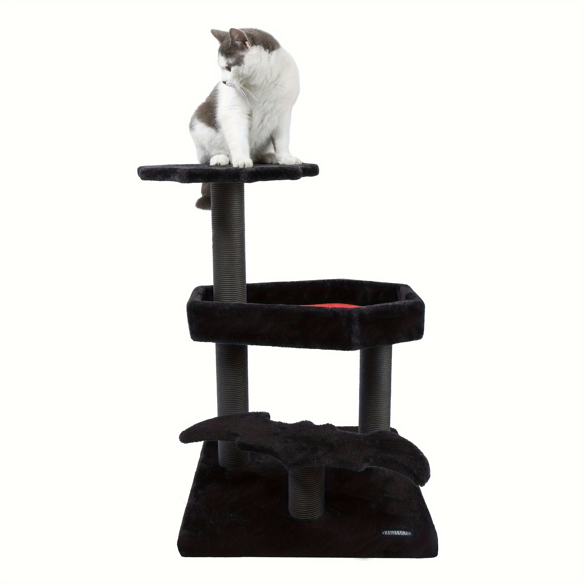 

Gothic Cat Tree With Coffin Bed, 30.3" Black Cat Tower For Indoor Cats With Scratching Posts For Cat, Black And Red