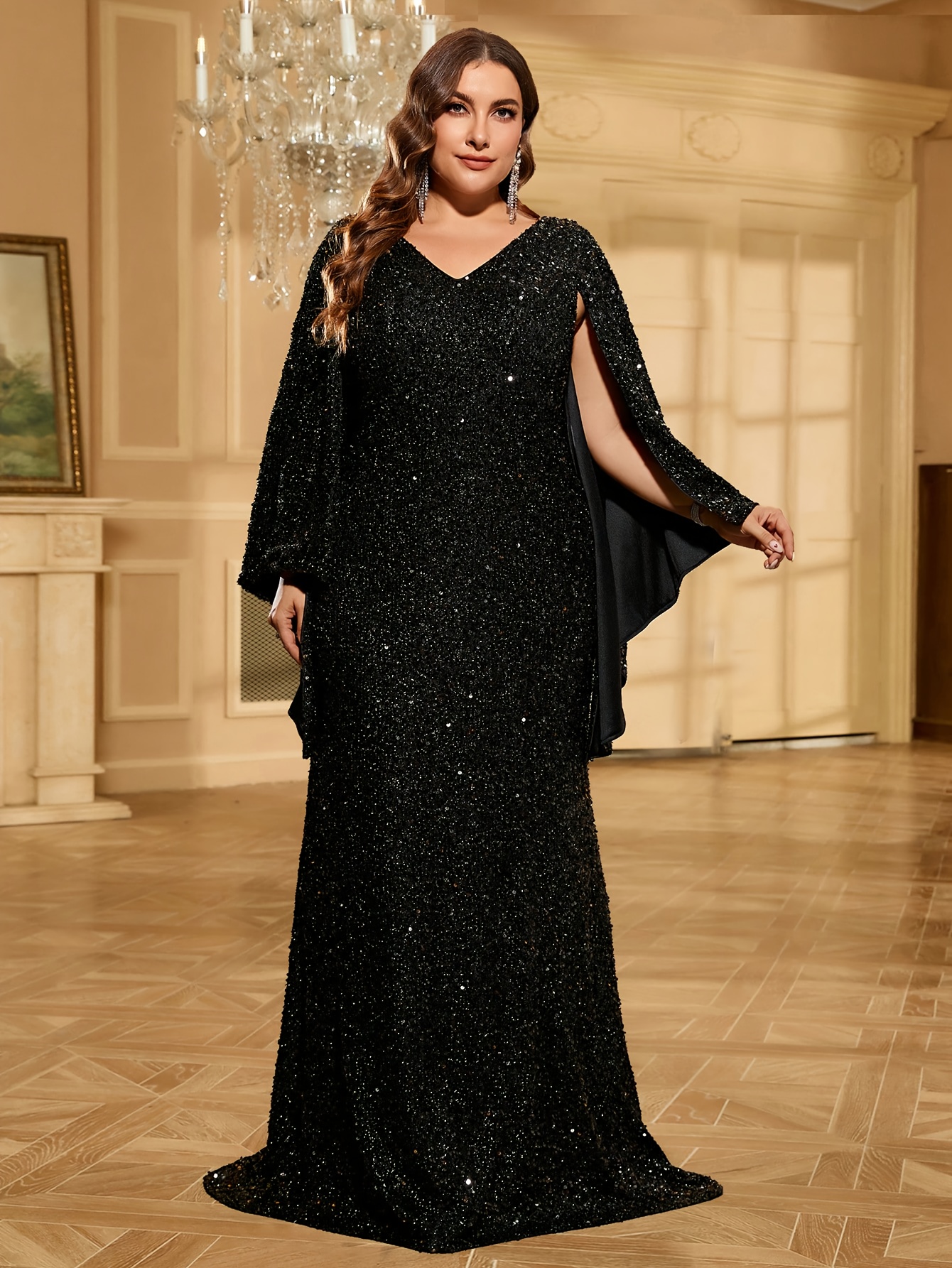 sequin flare sleeve dress Vince Camuto Black Laser-Cut Fit and Flare Cocktail Dress – SilkRoll