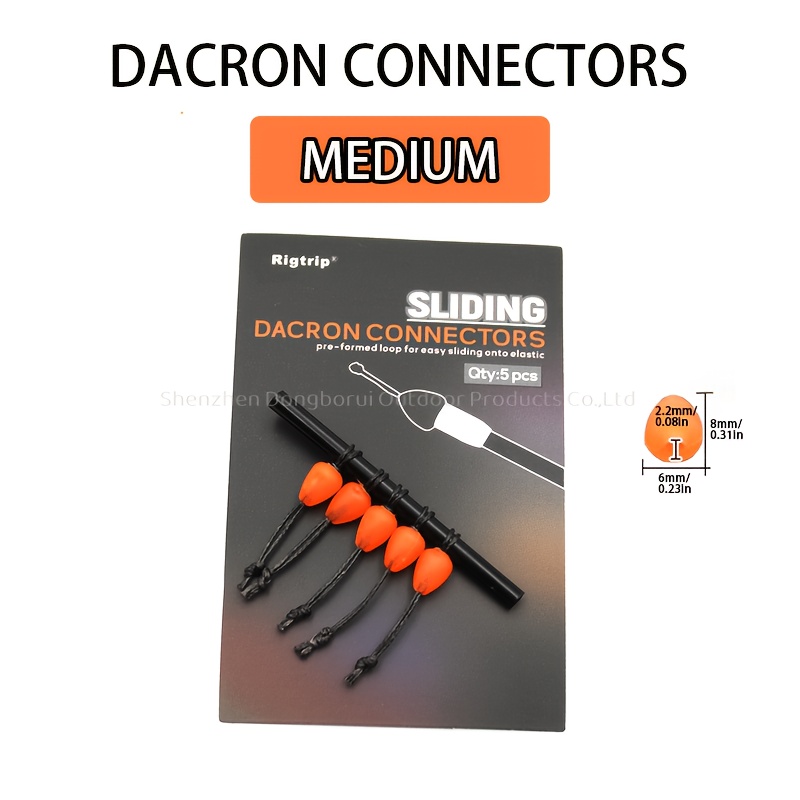 TEMU Juego de 5 Piezas de Conectores Deslizantes de Dacron para Pesca de Carpa con Preformado para Deslizamiento Fácil en Línea Elástica y Montaje de