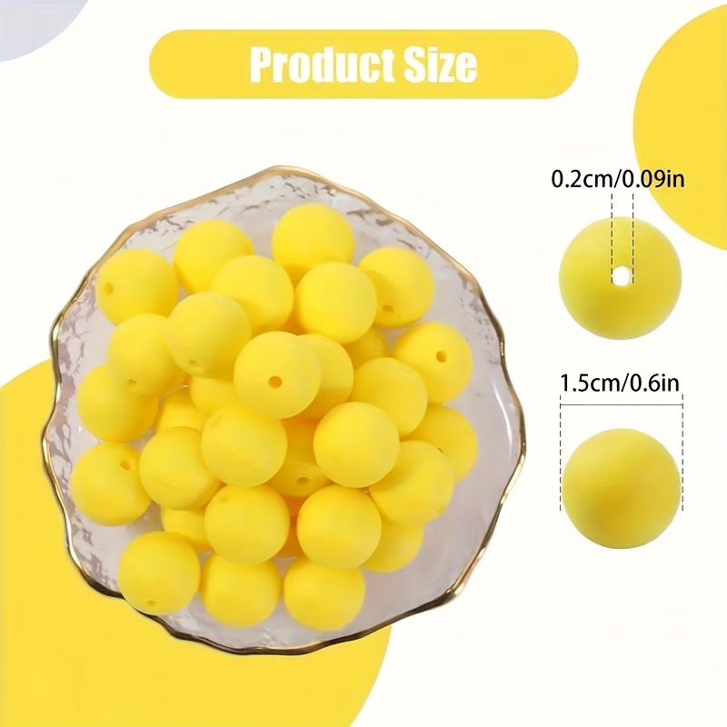 TEMU 24pcs Perline in Silicone da 15mm - Multicolore, Materiale Durevole e Non Tossico per Fai da Te, Braccialetti, Portachiavi & Accessori per Penne