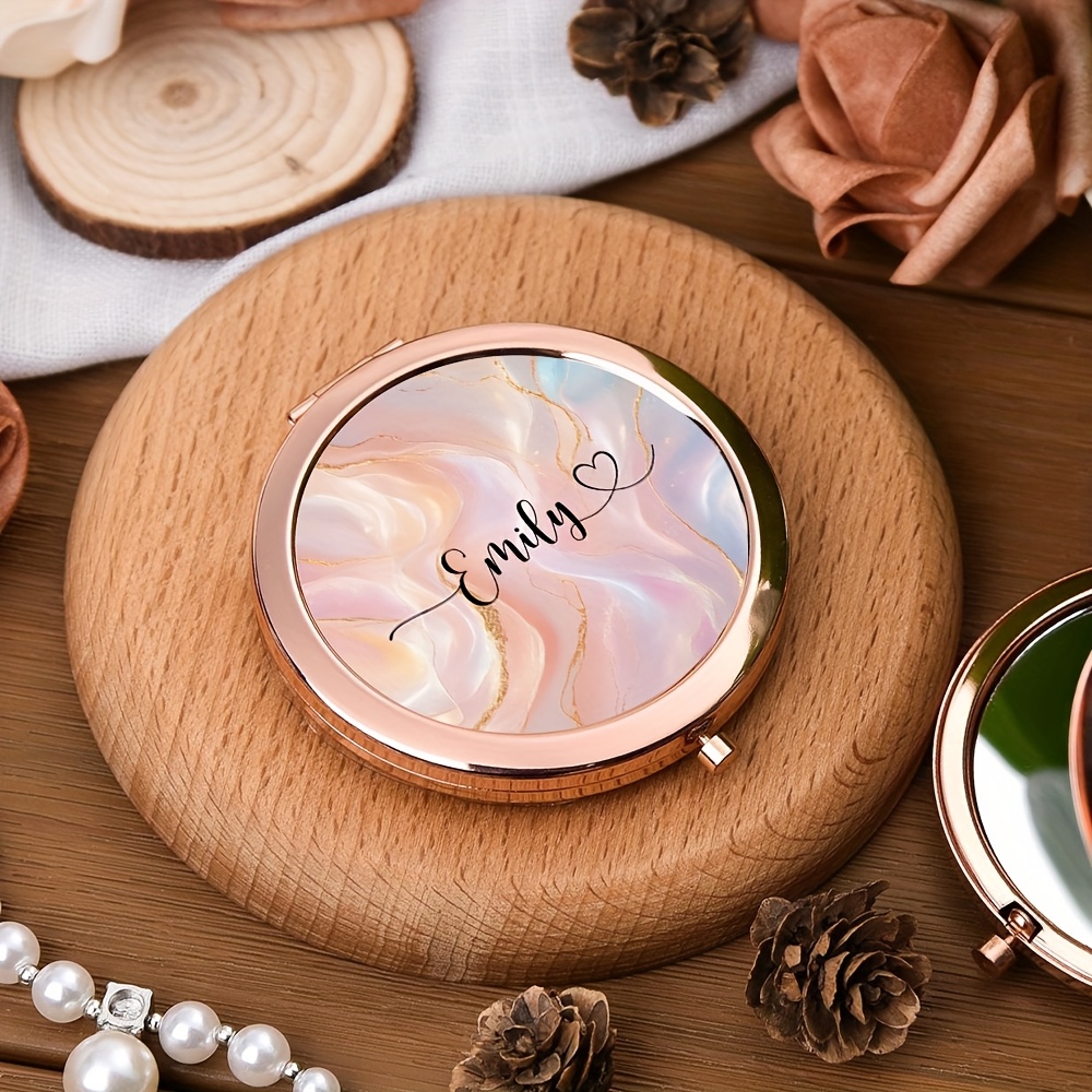 TEMU 1pc de Maquillage Mini Personnalisé à Motif Marbre Tendance avec Boîte Cadeau , de Poche pour Retouches en Extérieur pour Femmes, Cadeau Idéal