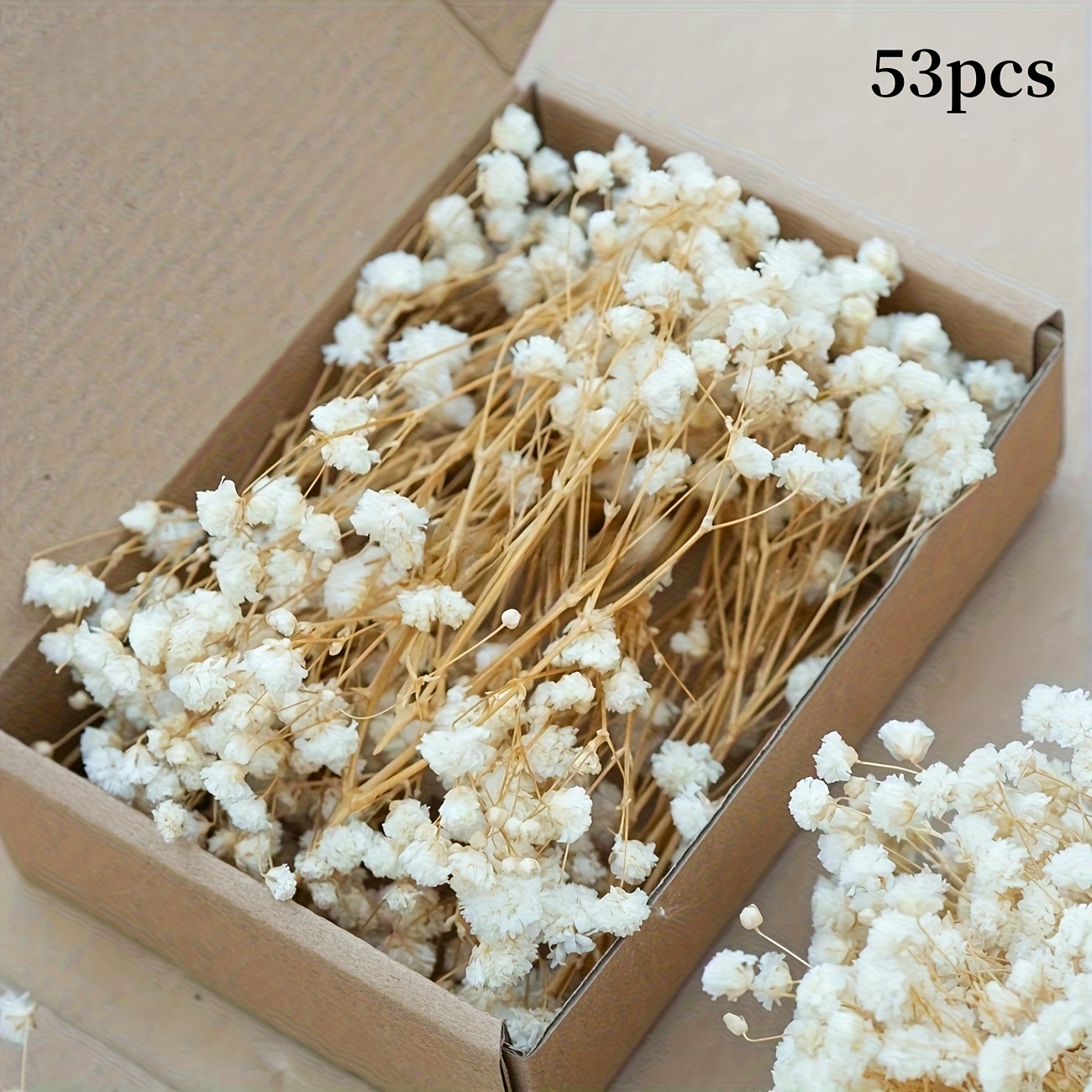 TEMU 53pcs Of Beige Mini Simulated Flowers, Elegant Artificial Flowers, Perfect For Vase Arrangement, Handicrafts, Home Decoration, Gift Box