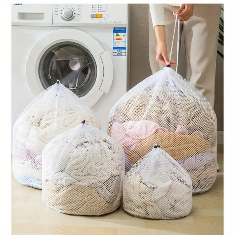 2pcs White Mesh Laundry Bags,large Drawstring Mesh Bags,extra
