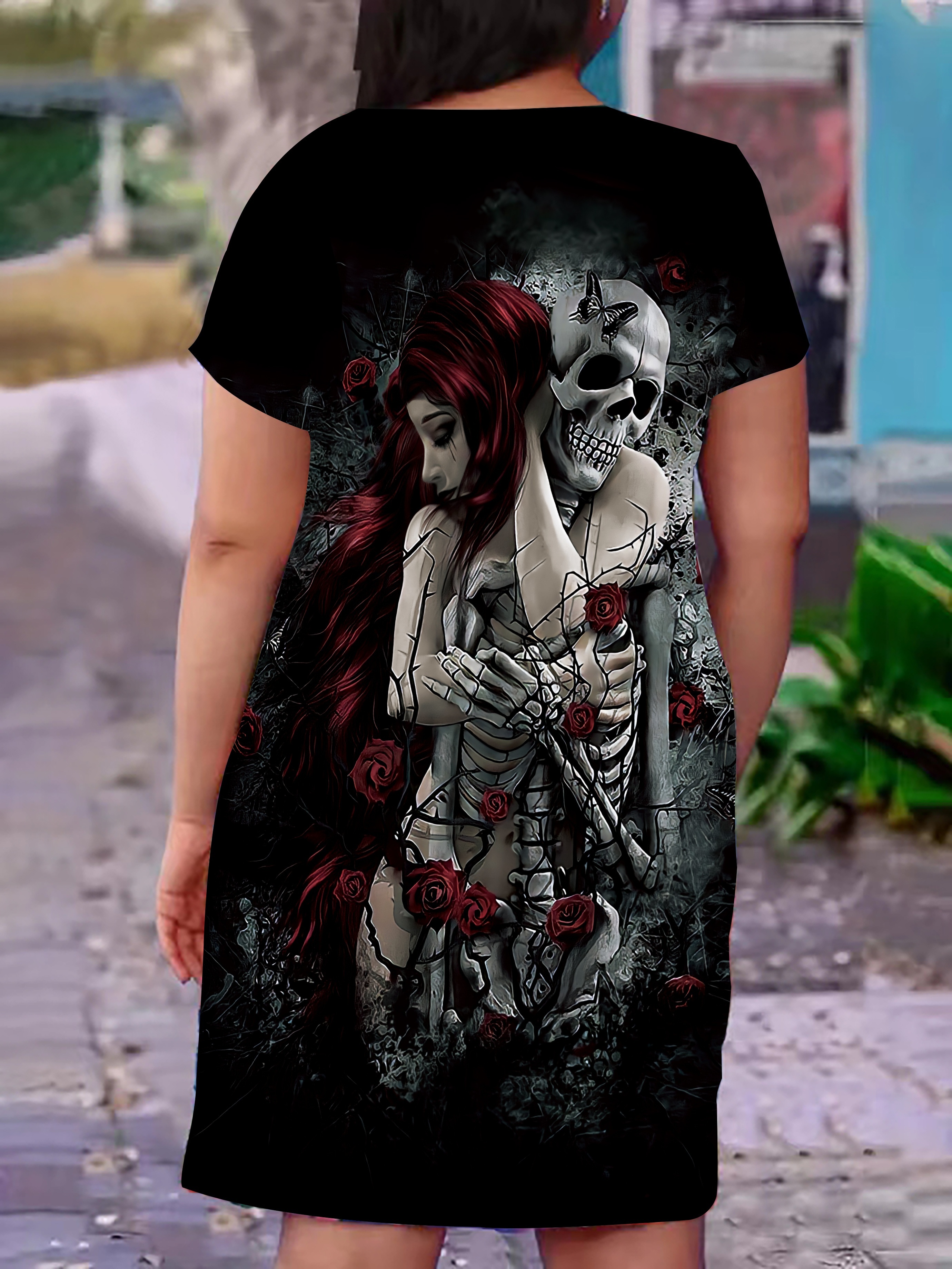 knee length dresses for ladies Women's Skull Dress, Black / XL