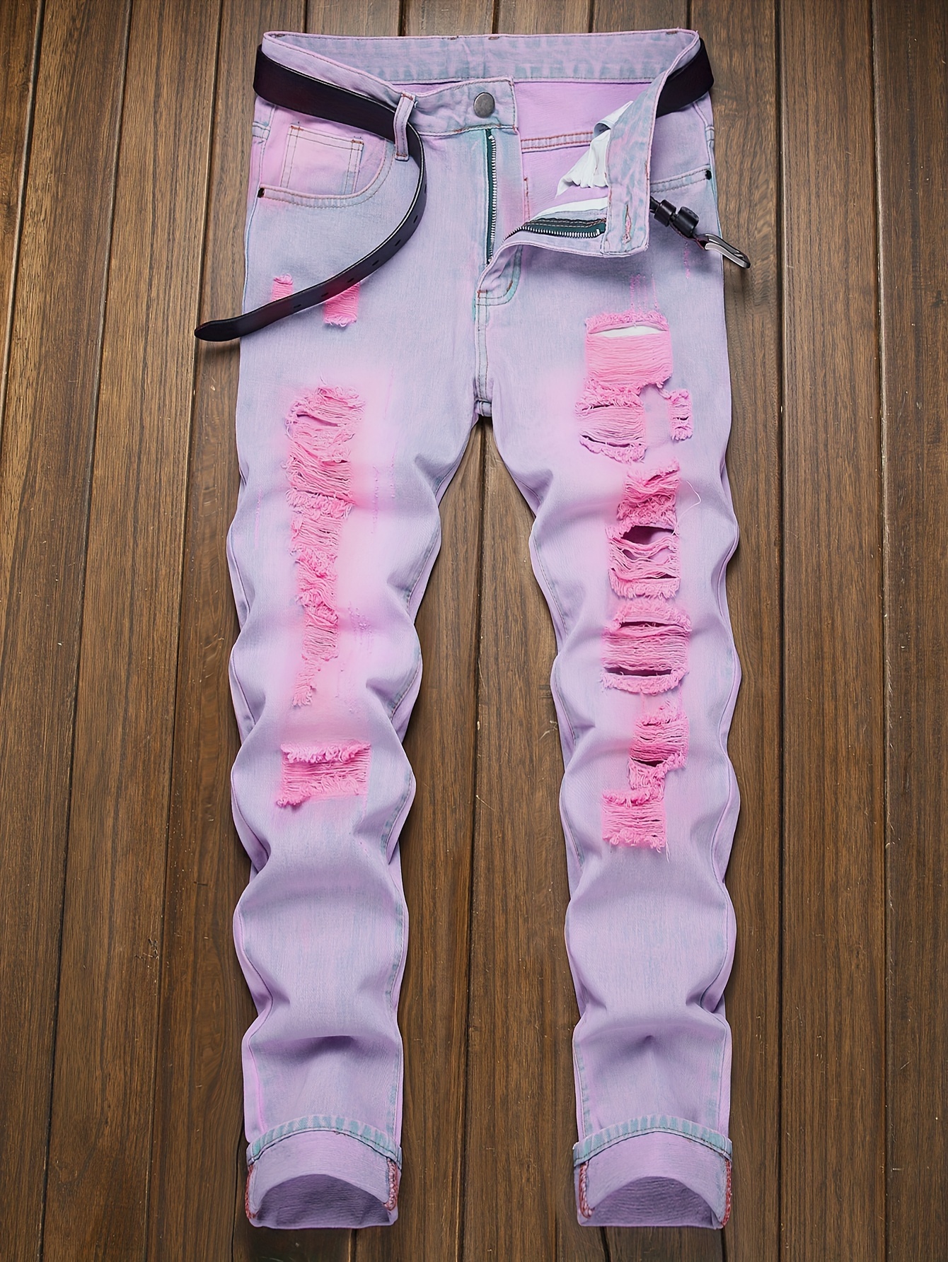 Pink ripped clearance jeans