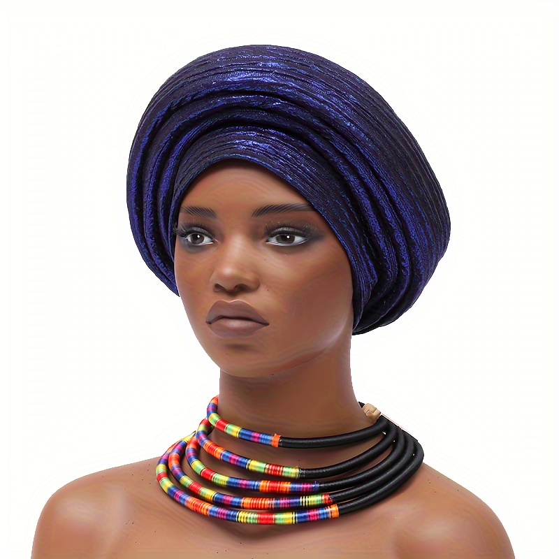 

2024 Trendy African-inspired Multi-layer Brim Turban - Fashionable Polyester Headscarf For Women, Traditional Muslim Style