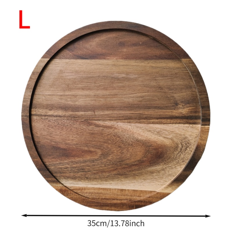 Image of 1pc Round Wooden Tray, Desktop Wood Decorative Tray, Round Jewelry Storage Tray For Kitchen, Dining Room, Bathroom, Dressing Table